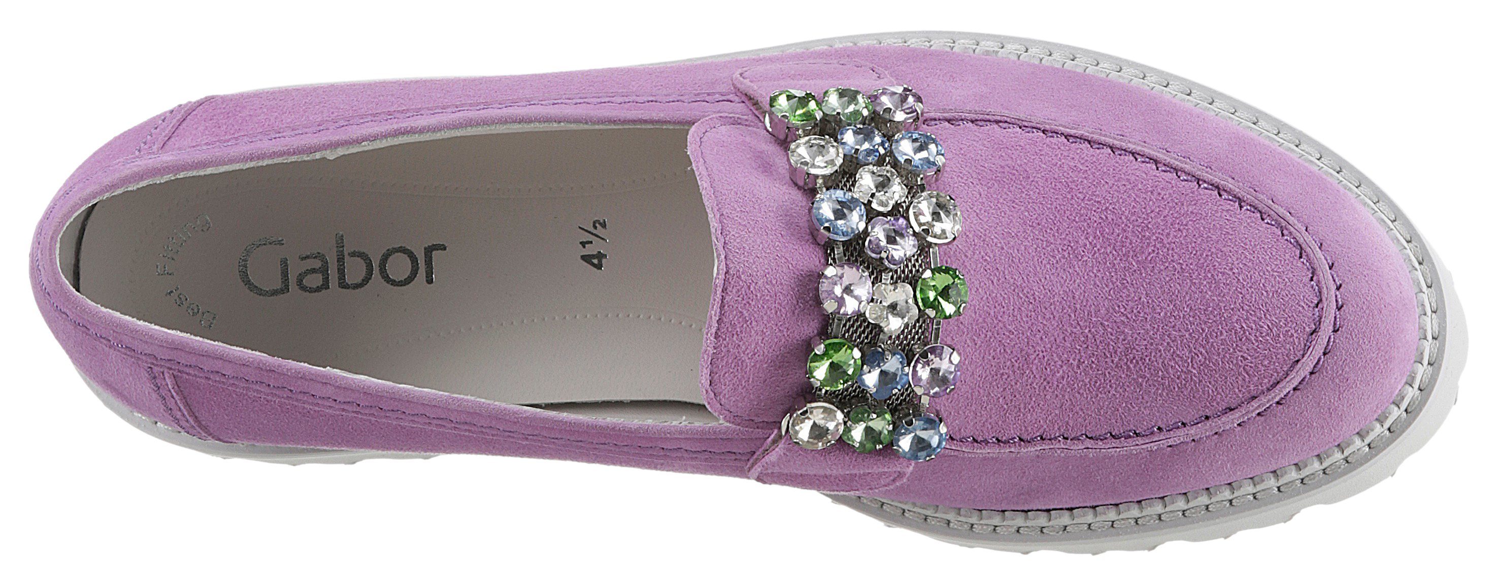 Gabor Loafers met fonkelende sierstenen, vrijetijdsschoen, lage schoen, instapschoen