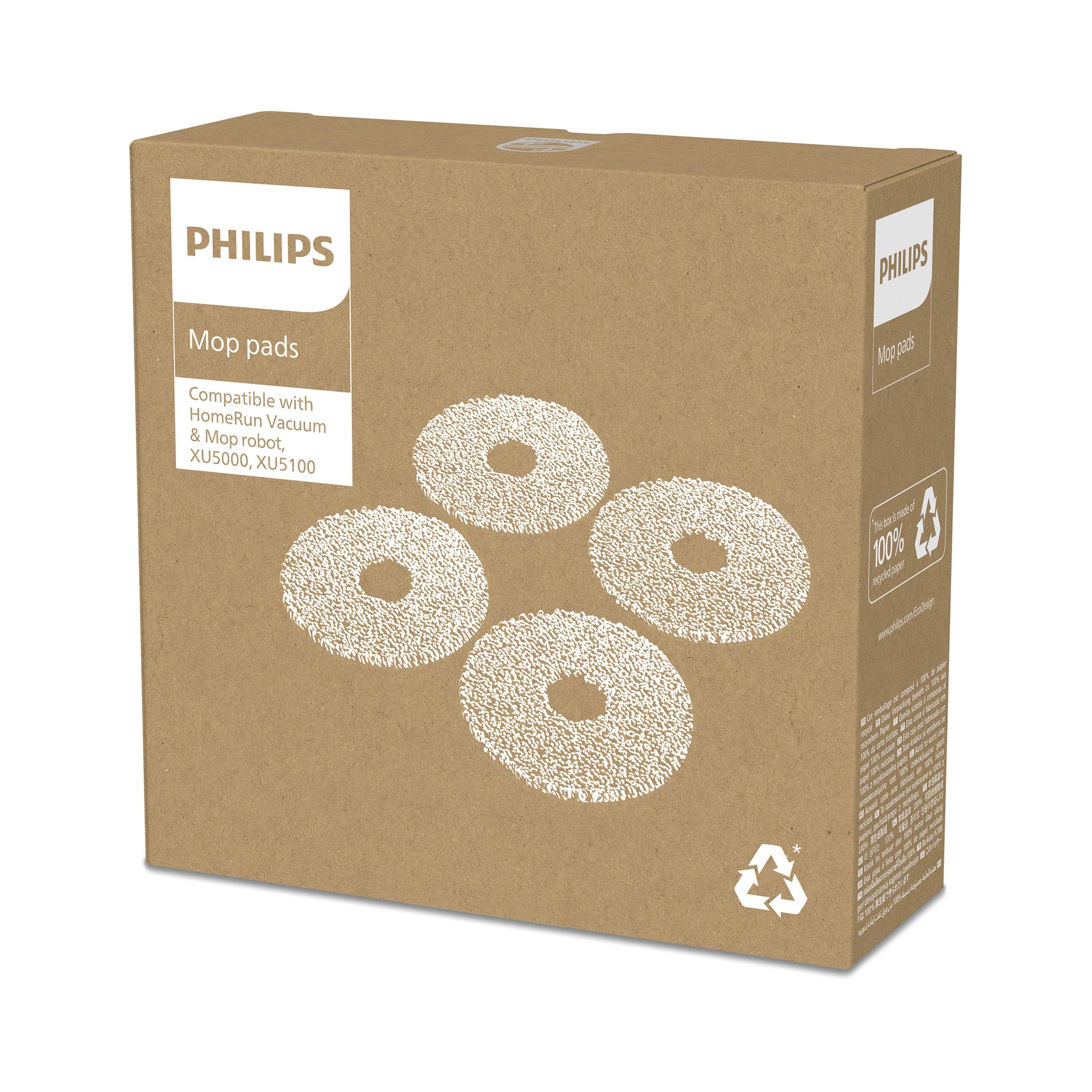 Philips Dweilovertrek HomeRun XV1452/10 Vervangende reinigingsdoekjes (set, 4 stuks)
