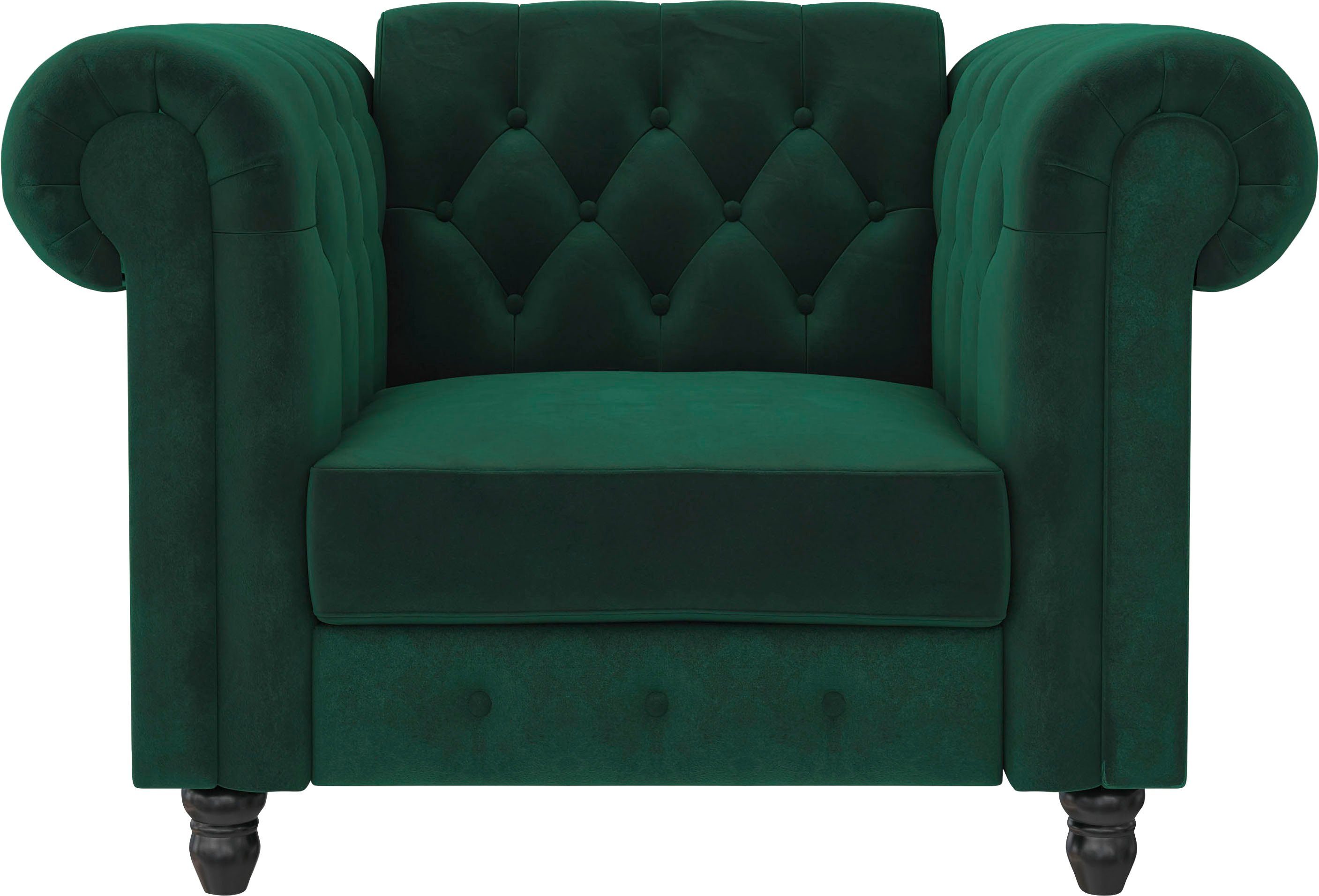 Dorel Home Chesterfield-fauteuil Felix met rugleuning 3-voudig verstelbaar, benen massief hout, zithoogte 46 cm fauteuils