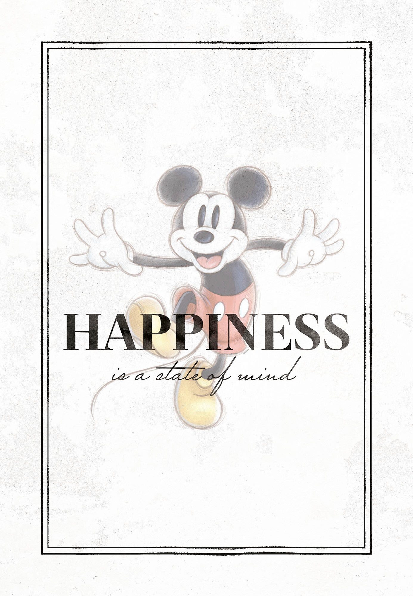 Komar Artprint op linnen Mickey Be Kind - Afmeting 40 x 60 cm Canvasdoek met echt houten frame, kinderkamer (1 stuk)