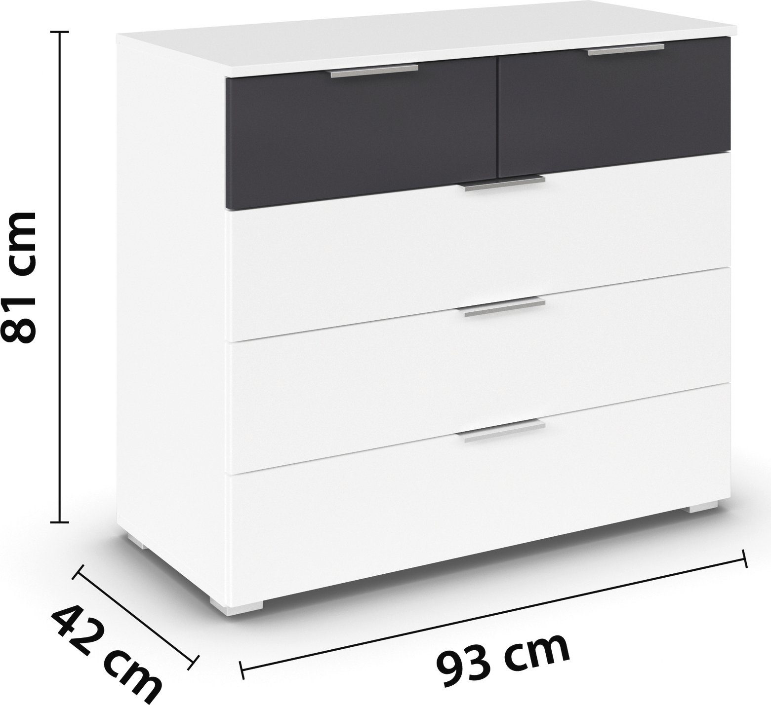 rauch Ladekast Monza sideboard commode waskast met 5 ruime lades in trendy kleurencombinaties