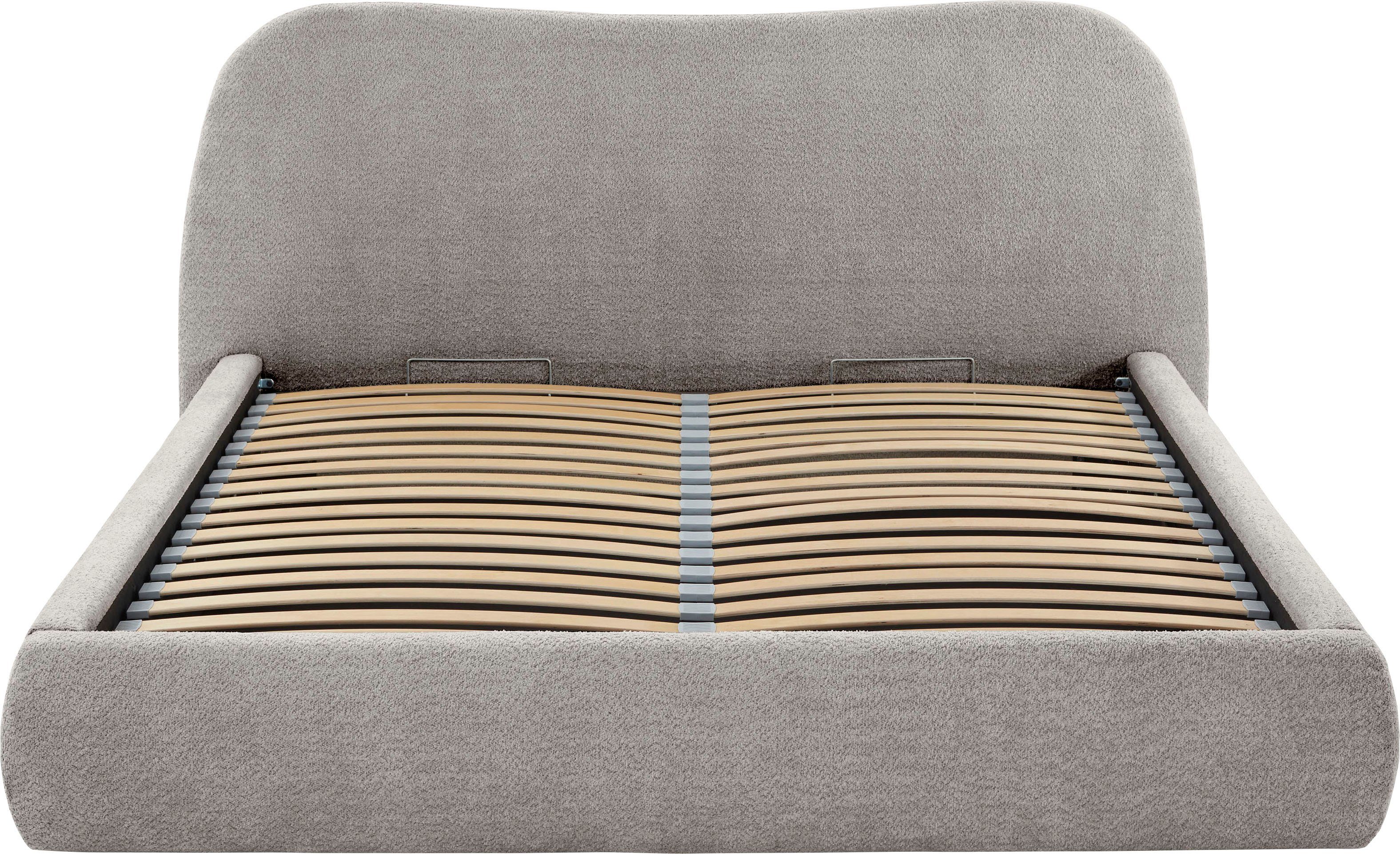 ATLANTIC home collection Gestoffeerd bed Sophie met of zonder opbergruimte, hoogwaardige bouclé bekleding