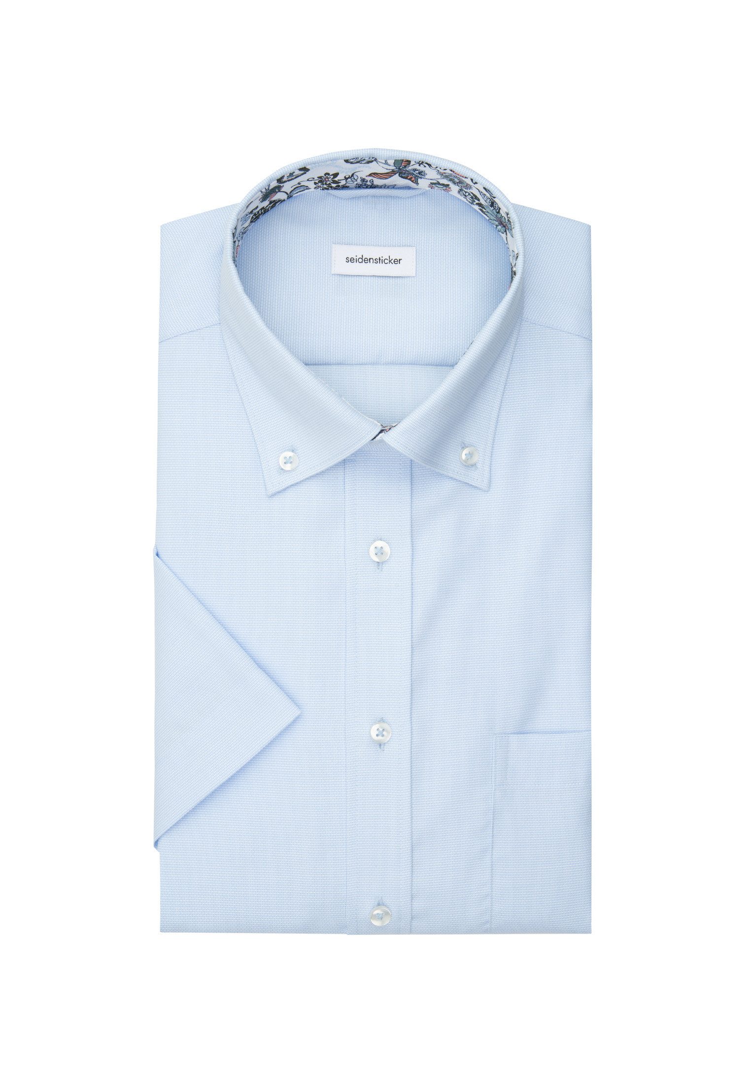 seidensticker Businessoverhemd Regular korte mouw button-down kraag structuur
