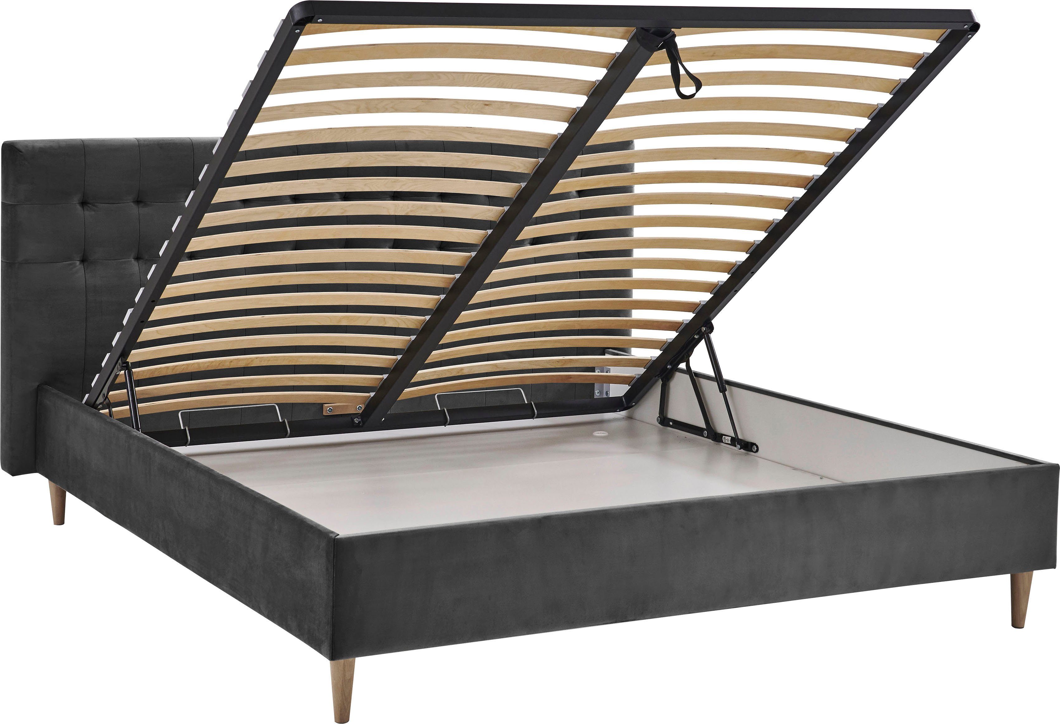ATLANTIC home collection Gestoffeerd bed Veronika met bedkist en lattenbodem