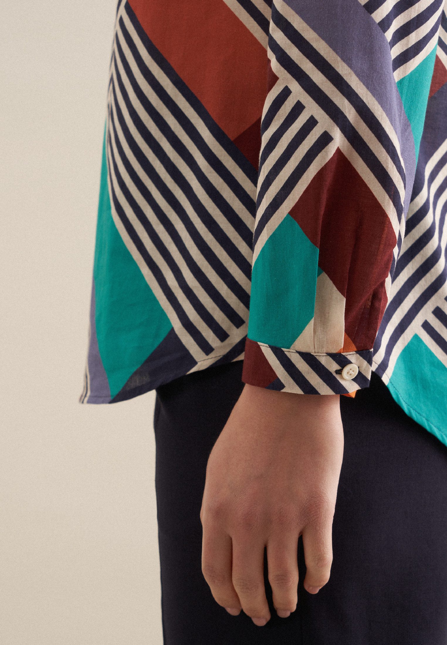seidensticker Klassieke blouse Zwarte roos Tunika met geometrische patronen