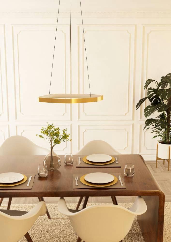 EGLO Hanglamp VALLEROSA dimbare pendelleuchte, metall in messing-gebürstet, lampe, ø 58 cm (1 stuk)