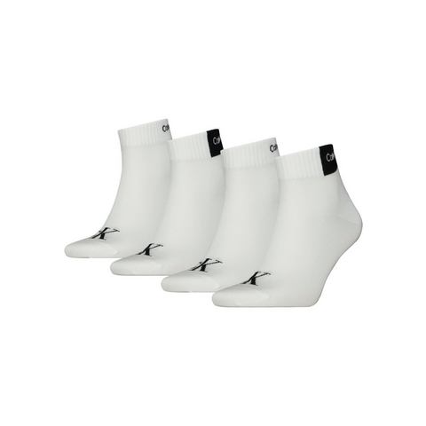 Calvin Klein Jeans Korte sokken CKJ MEN QUARTER 4P CONTRAST met logo-boord (set, 4 paar)