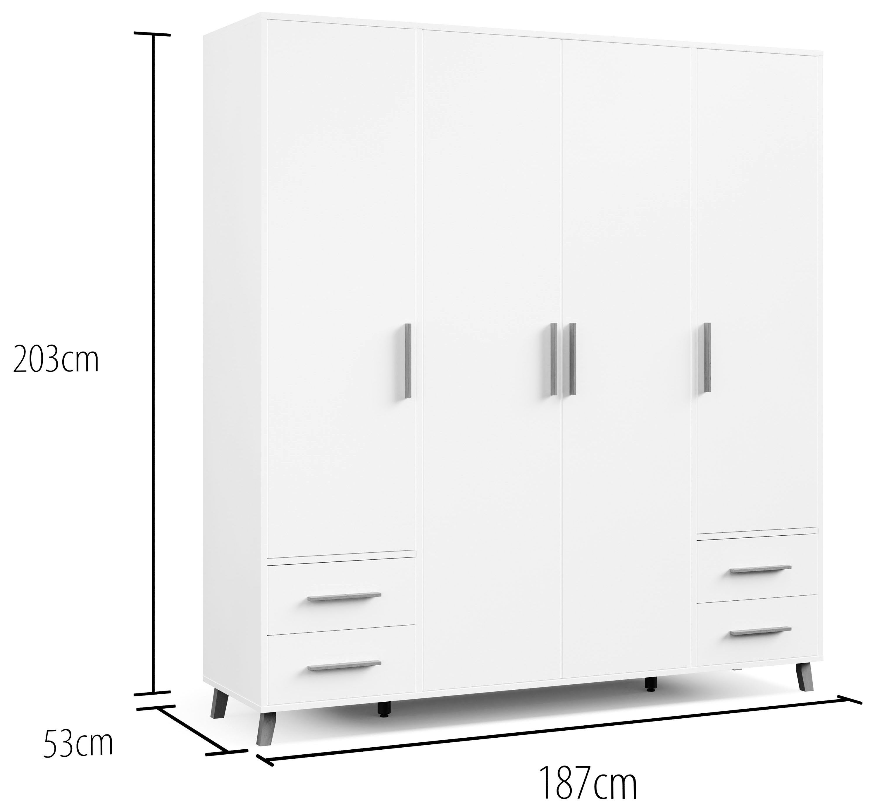 rauch Draaideurkast Kledingkast kast garderobe waskast SHINJO Grepen en voeten van massief hout met 2 lades MADE IN GERMANY