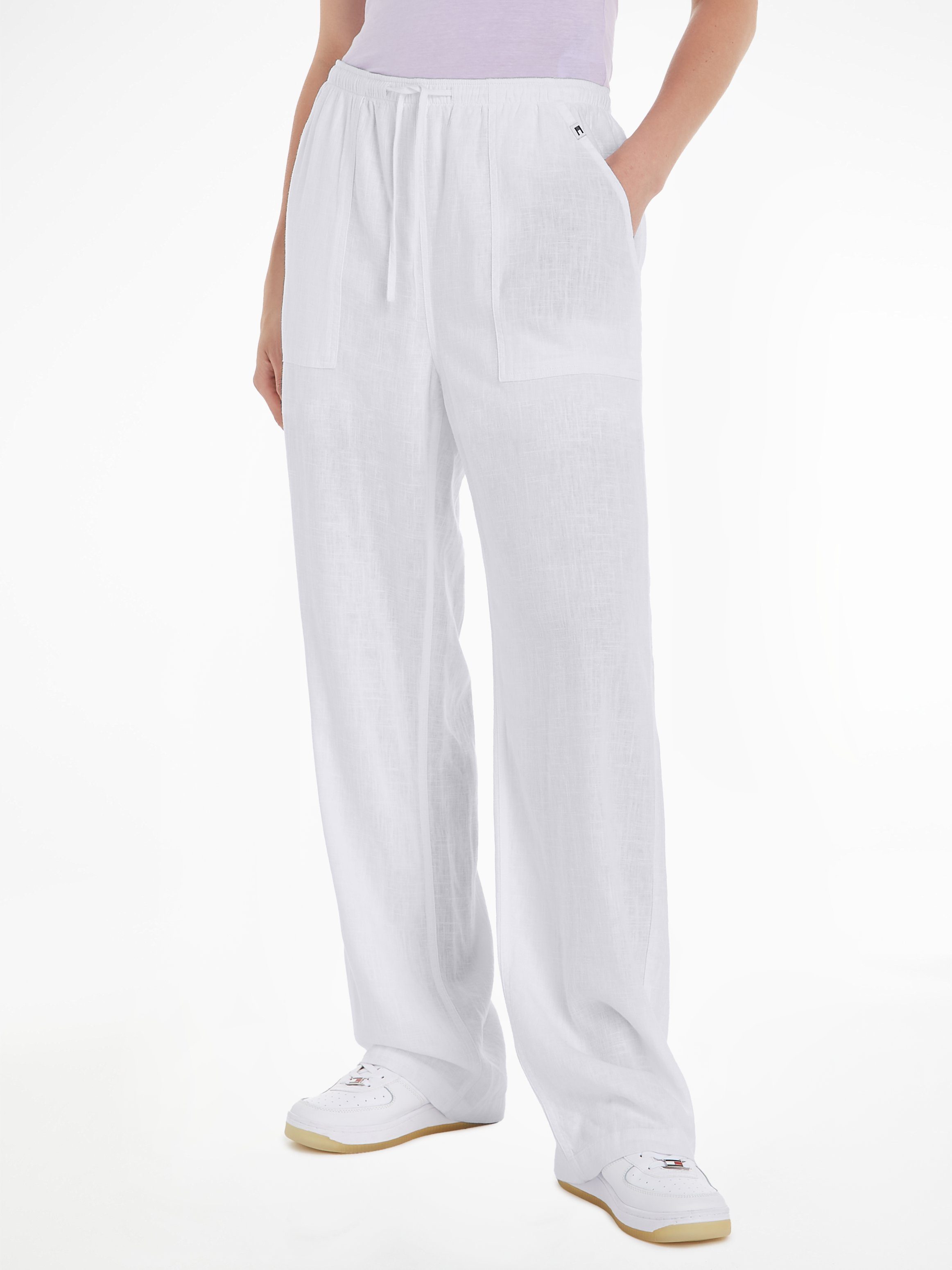 Tommy Jeans Witte Linnen Mom Fit Broek White Dames