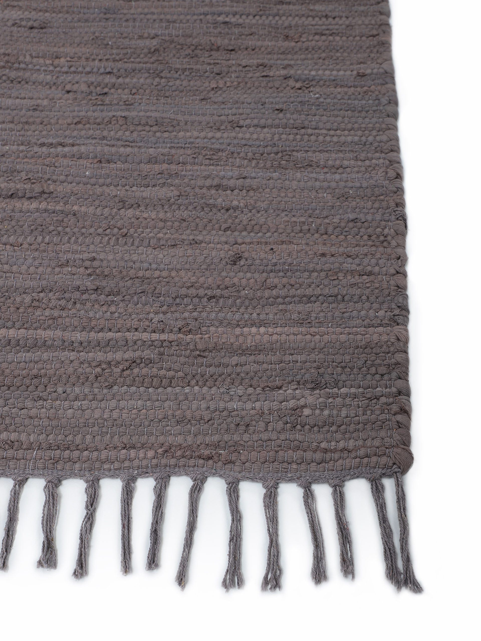 carpetfine Vloerkleed Kelim Chindi uni, ook als loper Tweezijdig te gebruiken kleed, puur katoen, met de hand geweven, unikleuren, met franje