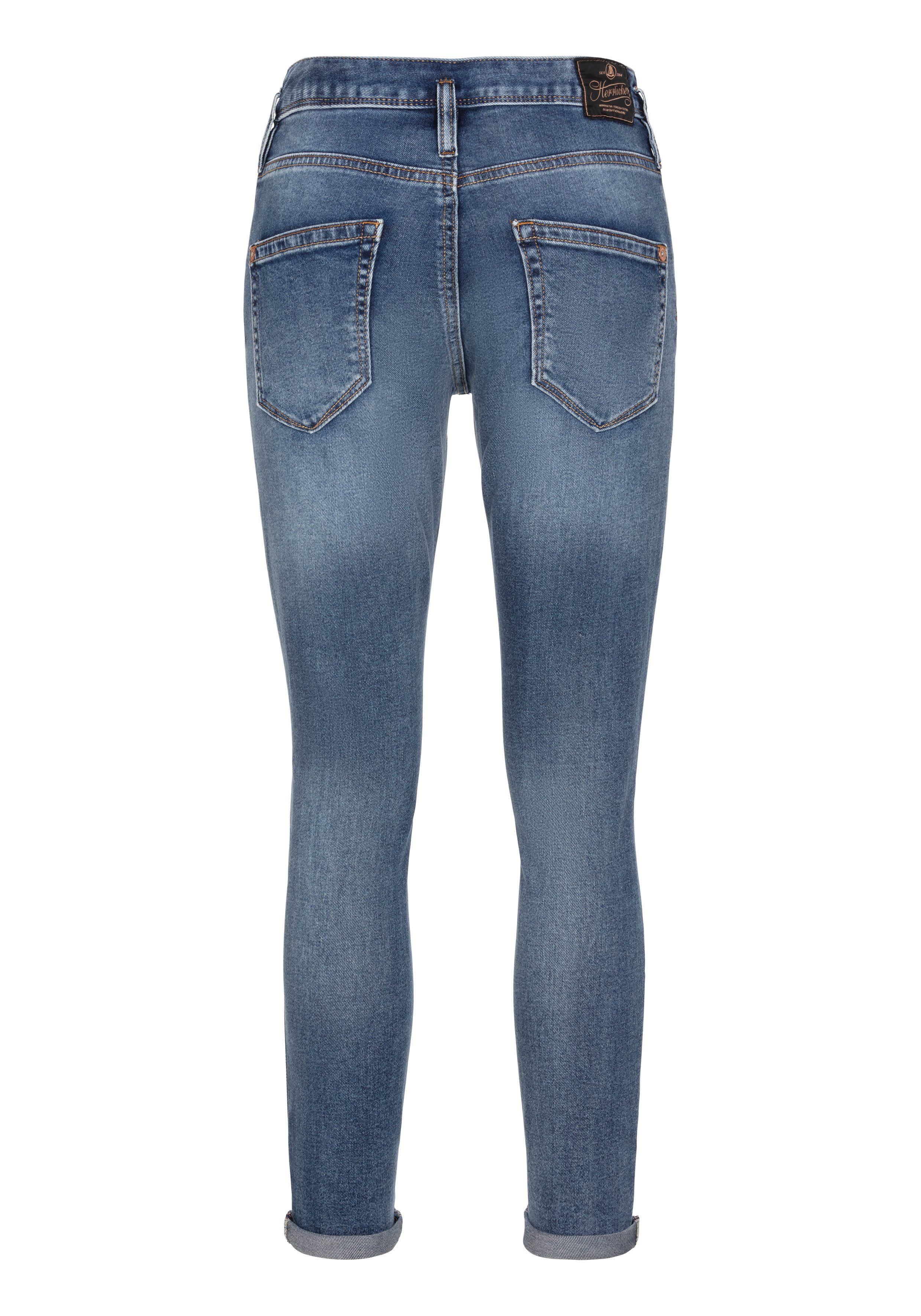 Herrlicher 7/8 jeans Shyra Cropped Denim Comfort met half blinde knoopsluiting