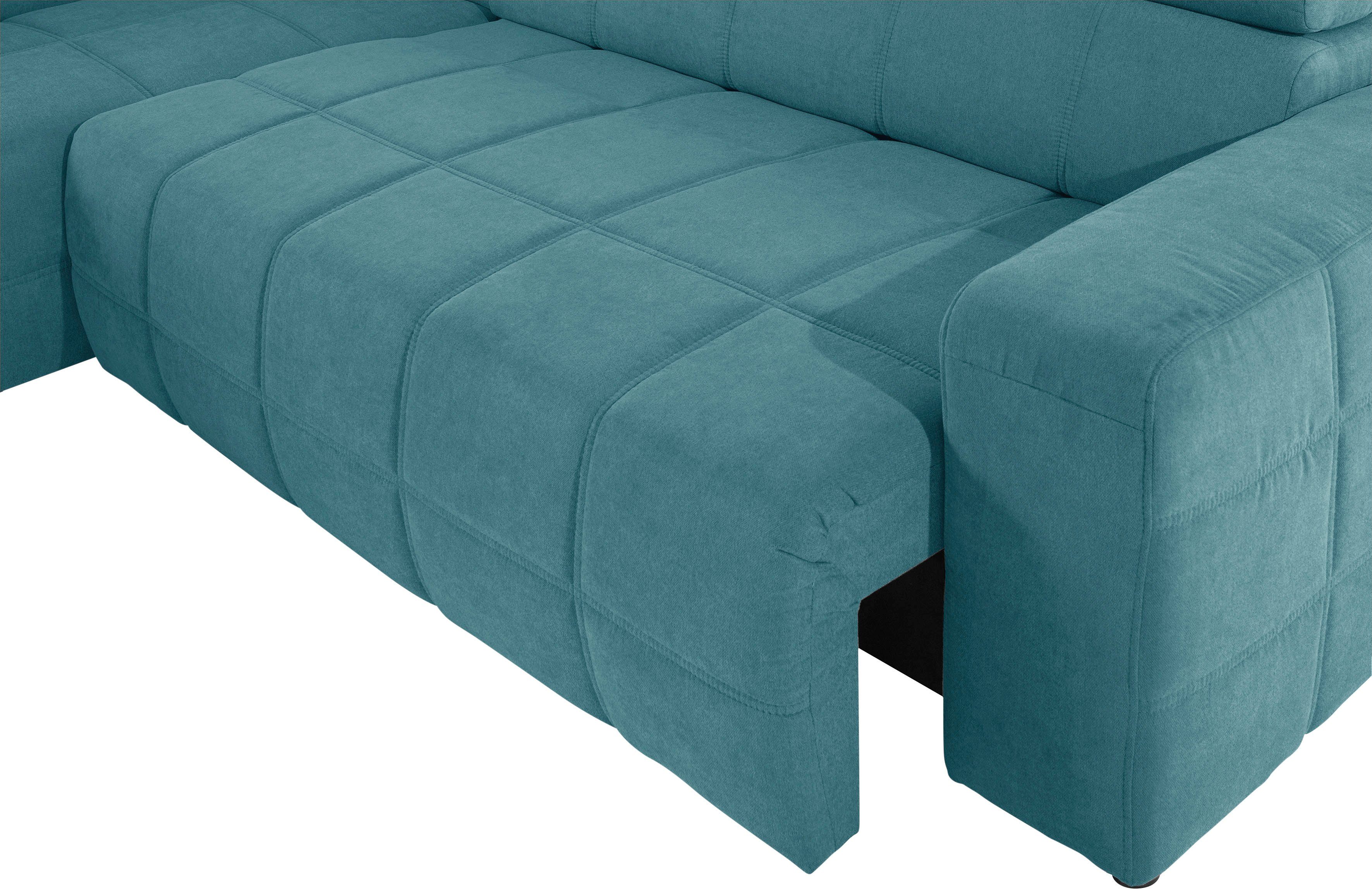 DOMO collection Hoekbank Brandon L-vorm, ook in leer met verstelbare hoofdsteun, naar keuze met verstelbare zitdiepte
