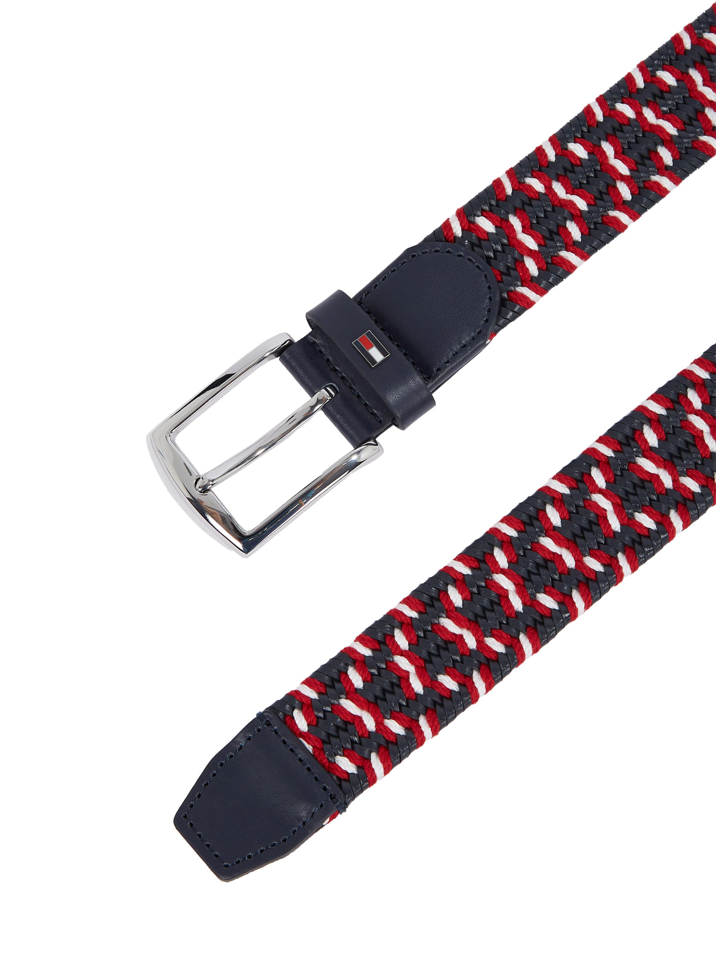 Tommy Hilfiger Gevlochten riem DENTON ELASTIC LEATHER 3.5 Flexibel in grootte verstelbaar, elastisch, merklogo embleem van metaal