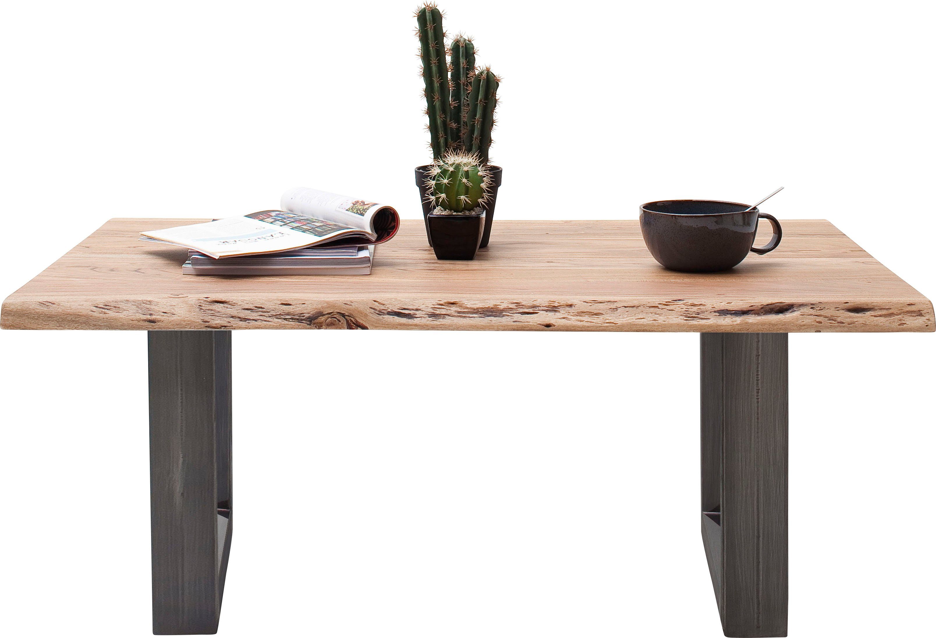 MCA furniture Salontafel Cartagena Salontafel massief hout met boomstamrand en natuurlijke kieren en gaatjes