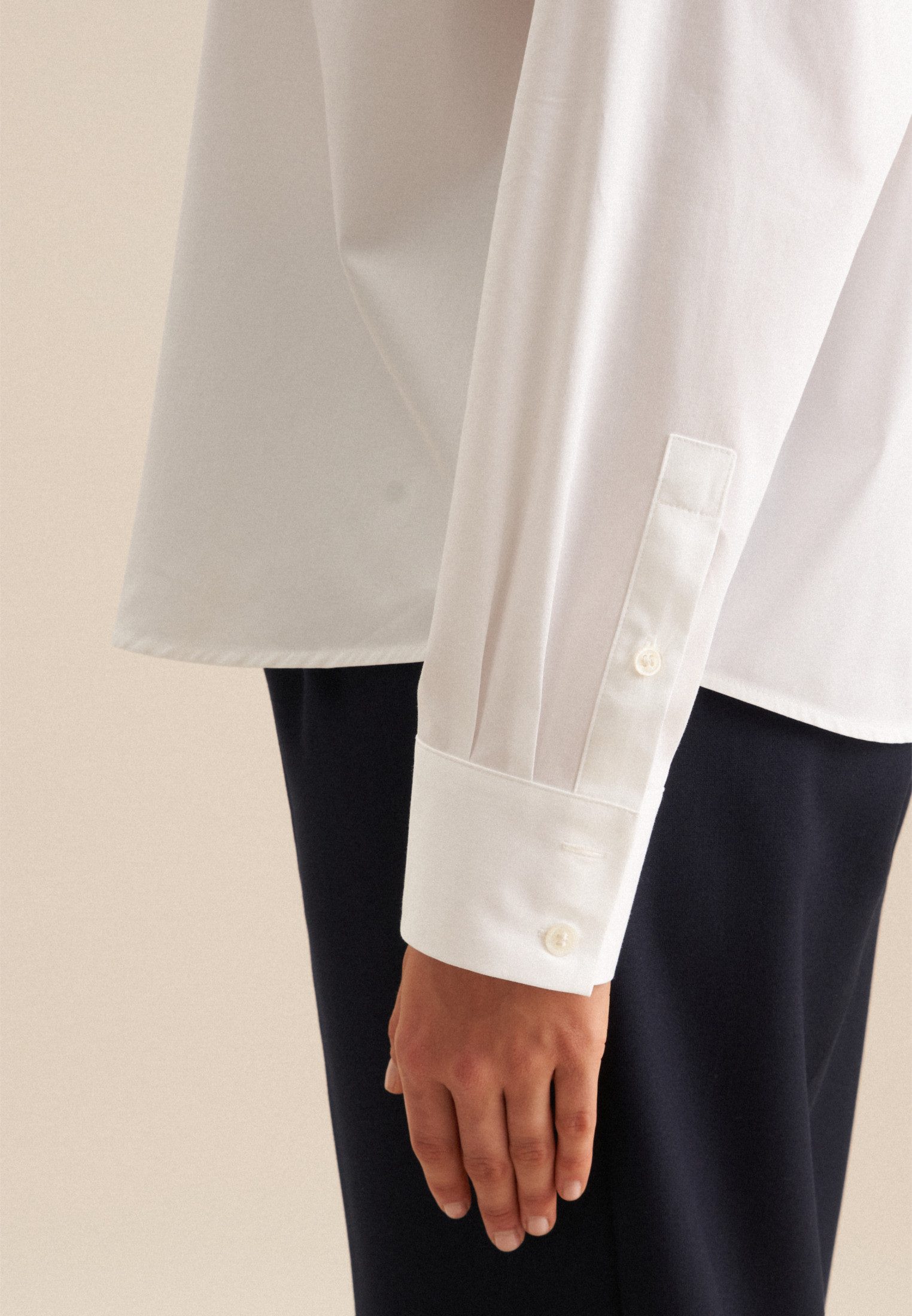 seidensticker Overhemdblouse Zwarte roos Lange mouwen kraag uni