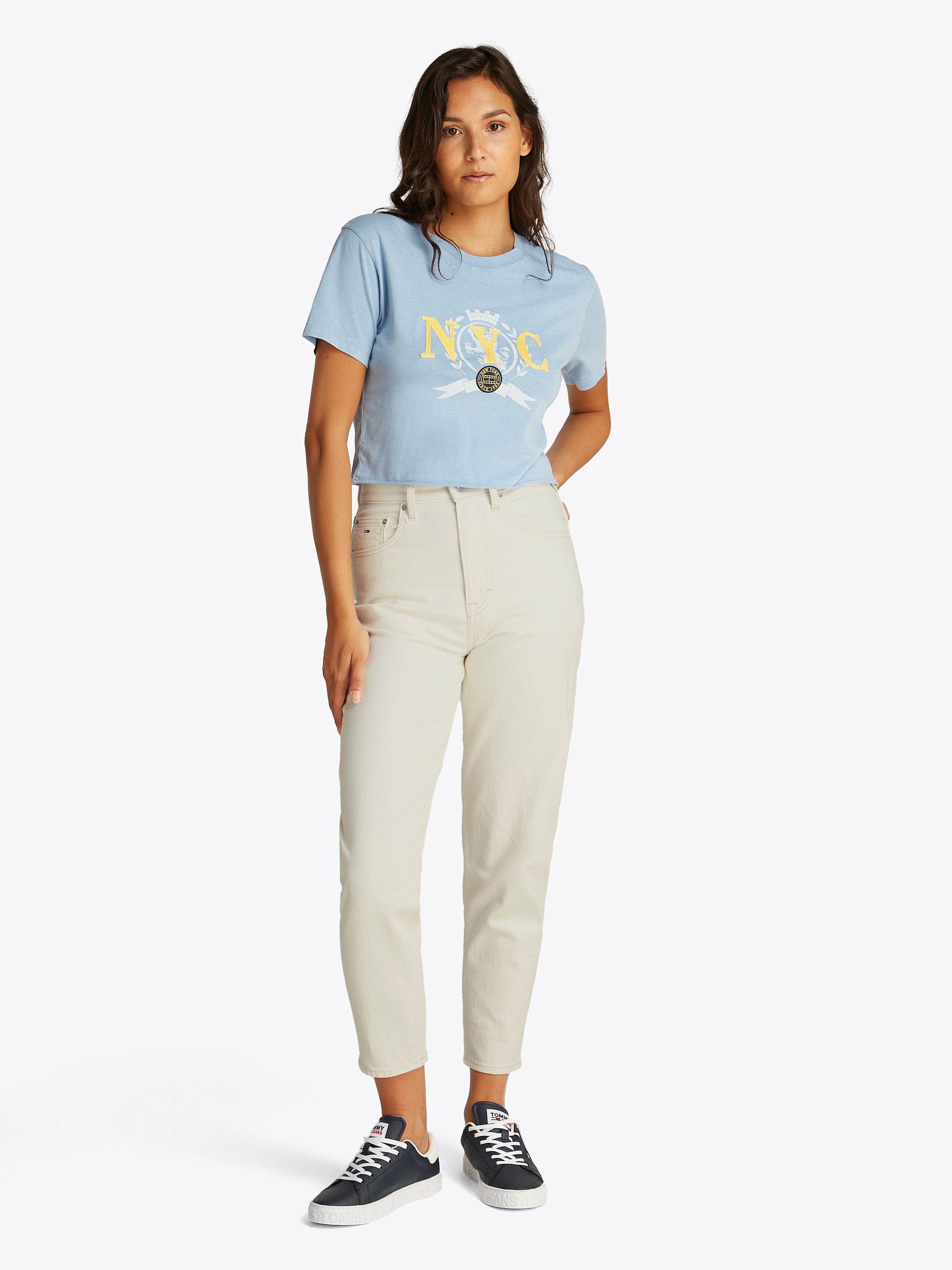 TOMMY JEANS Mom jeans High waist - Mom-Jeans Tapered met logo-borduurwerk, in enkelvrije lengte