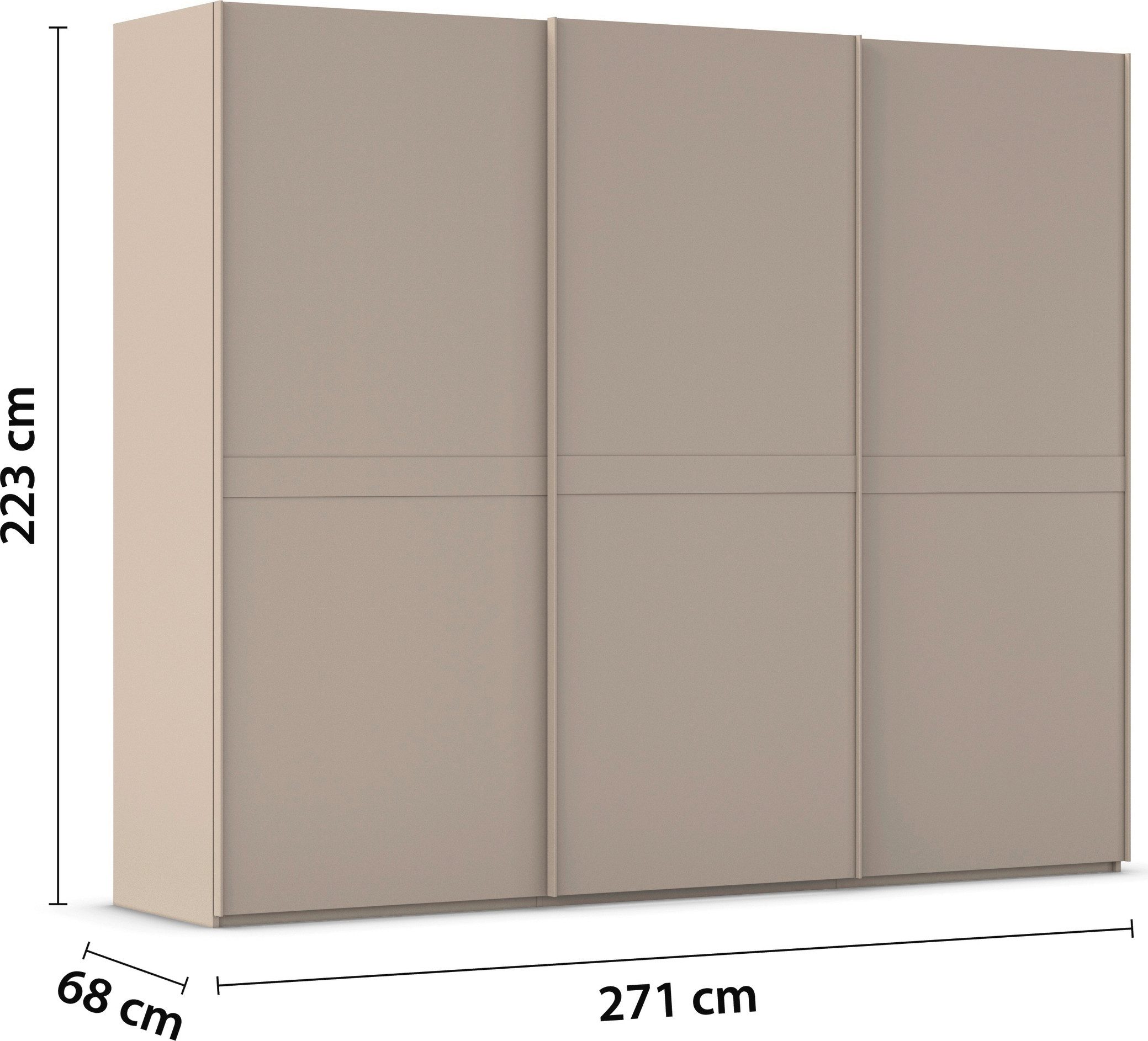 rauch Schuifdeurkast Kledingkast kast garderobe slaapkamerkast SCALE-LINE edel uiterlijk met buikband in corpuskleur decorfront made in germany