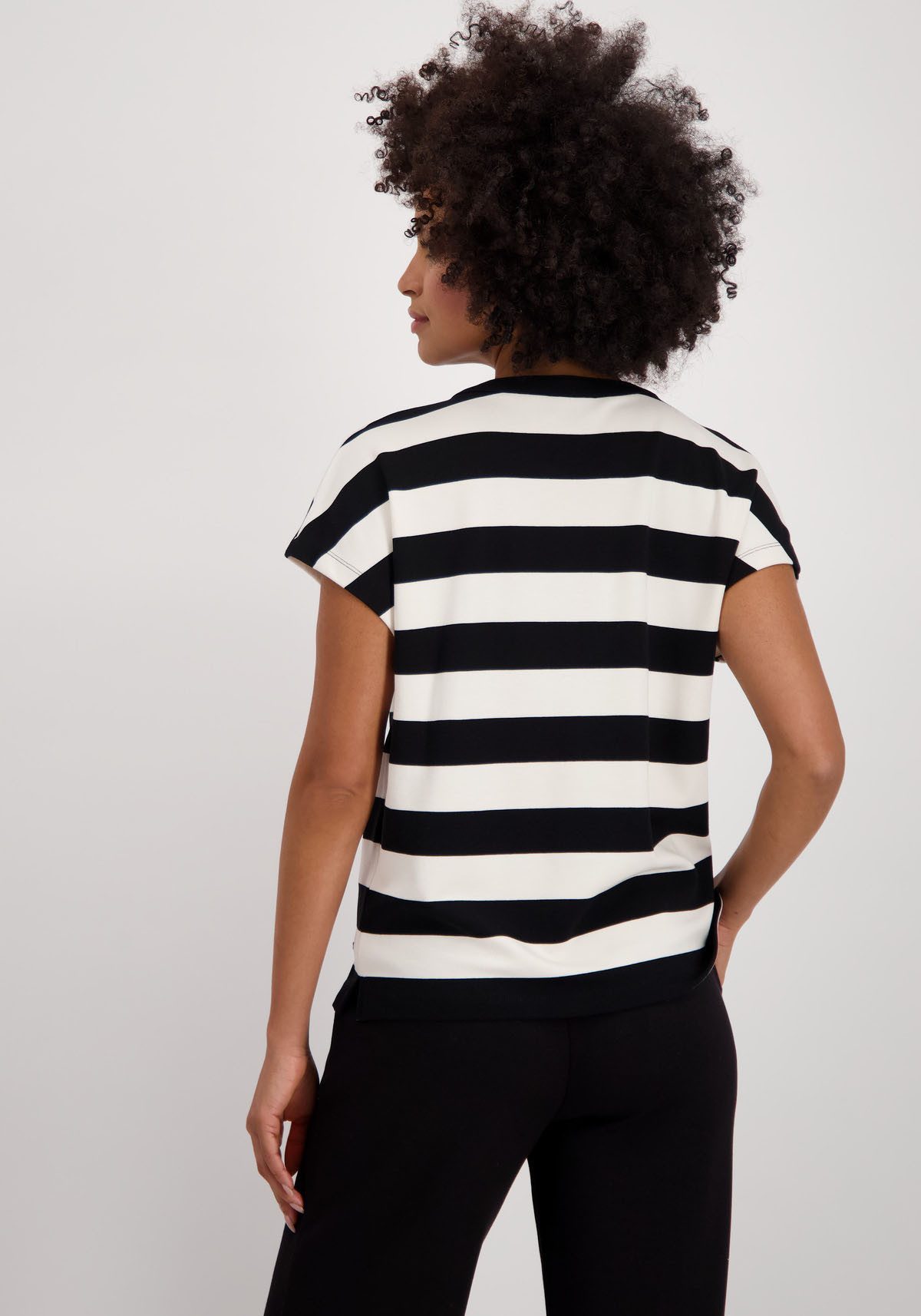 Monari Sweatshirt Gestreept Met ronde hals en splitje