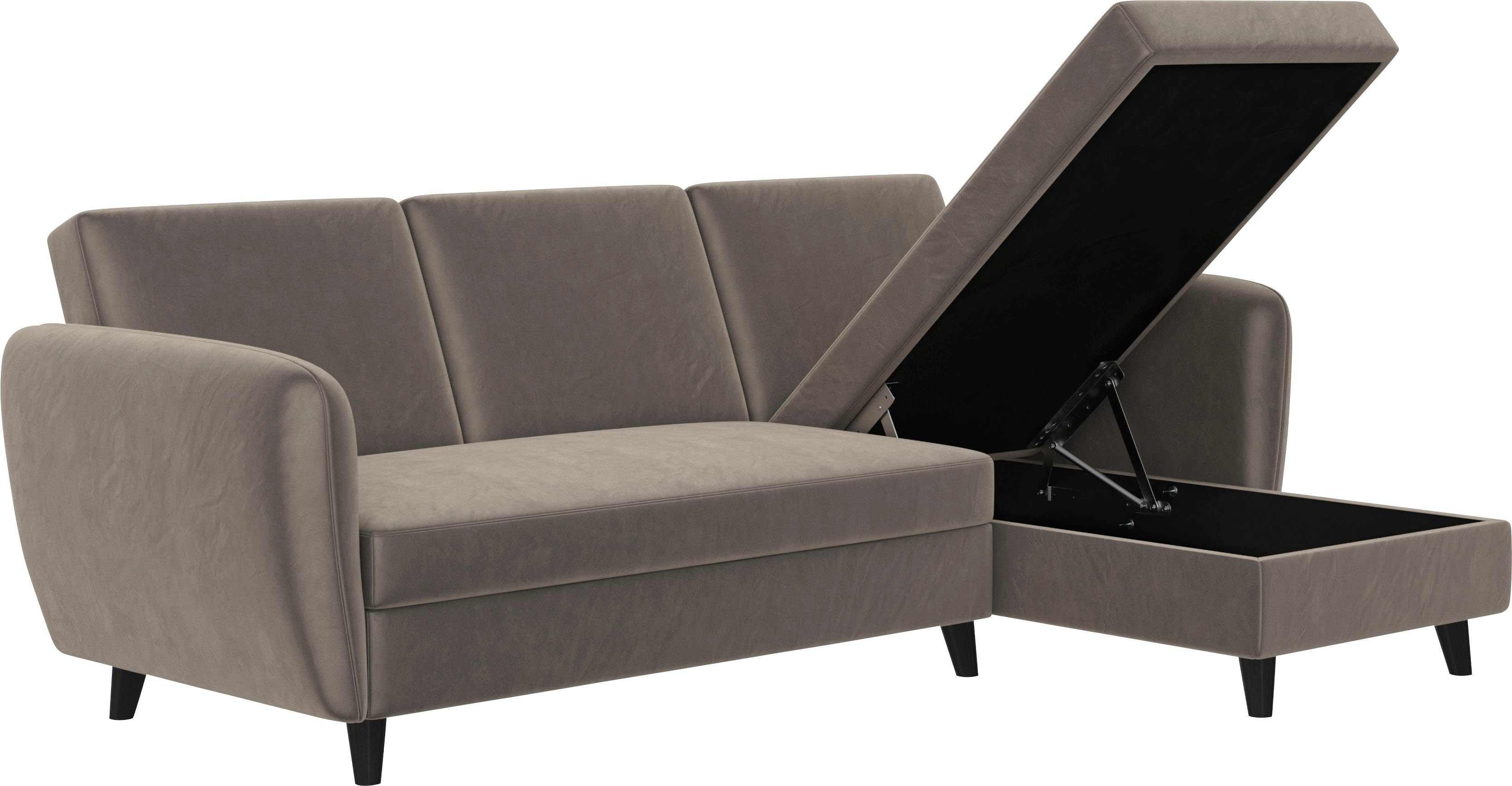Dorel Home Hoekbank Perry, L-vorm Rugleuning, verschillende kleurvarianten, zithoogte 43 cm, breedte 219 cm