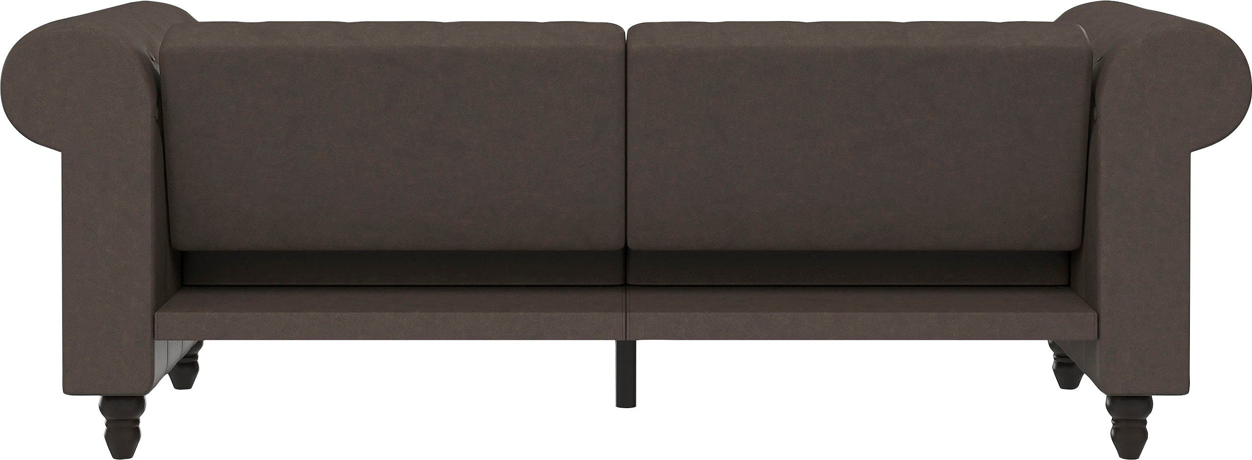 Dorel Home 3-zitsbank Felix, slaapbank 236 cm(ligoppervlak 108 x 190 cm), rugleuning 3-voudig verstelbaar, velours, kunstleer, luxe vintage microvezel