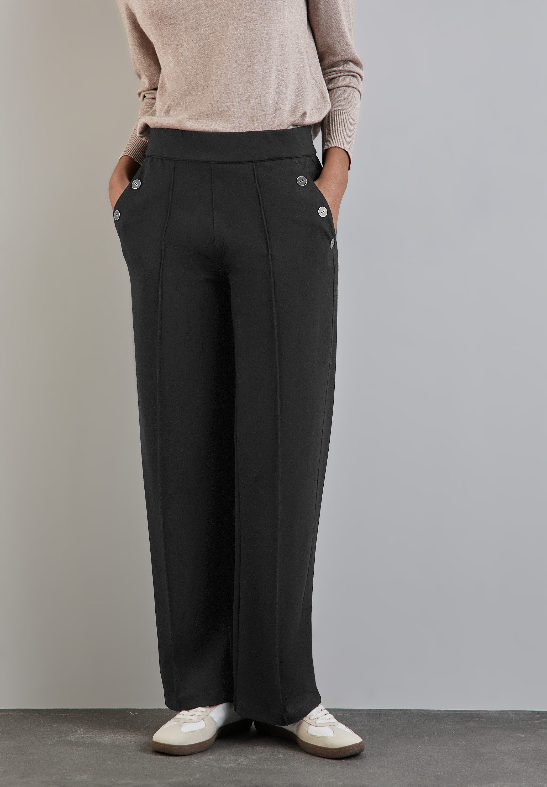 STREET ONE Stoffen broek met zakken met knoop dames harembroeken maat 44 zwart
