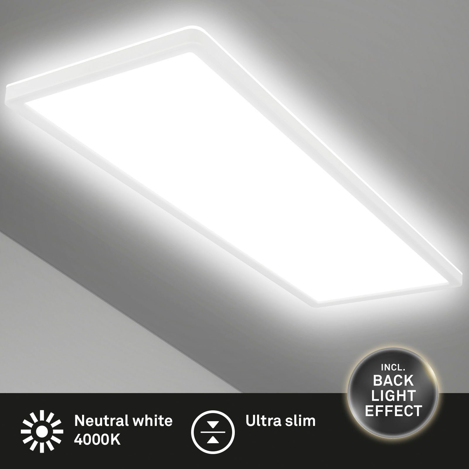 Briloner Leuchten Led-paneel SLIM Plafondlamp, ultraflauw, backlight effect, woonkamer, slaapkamer