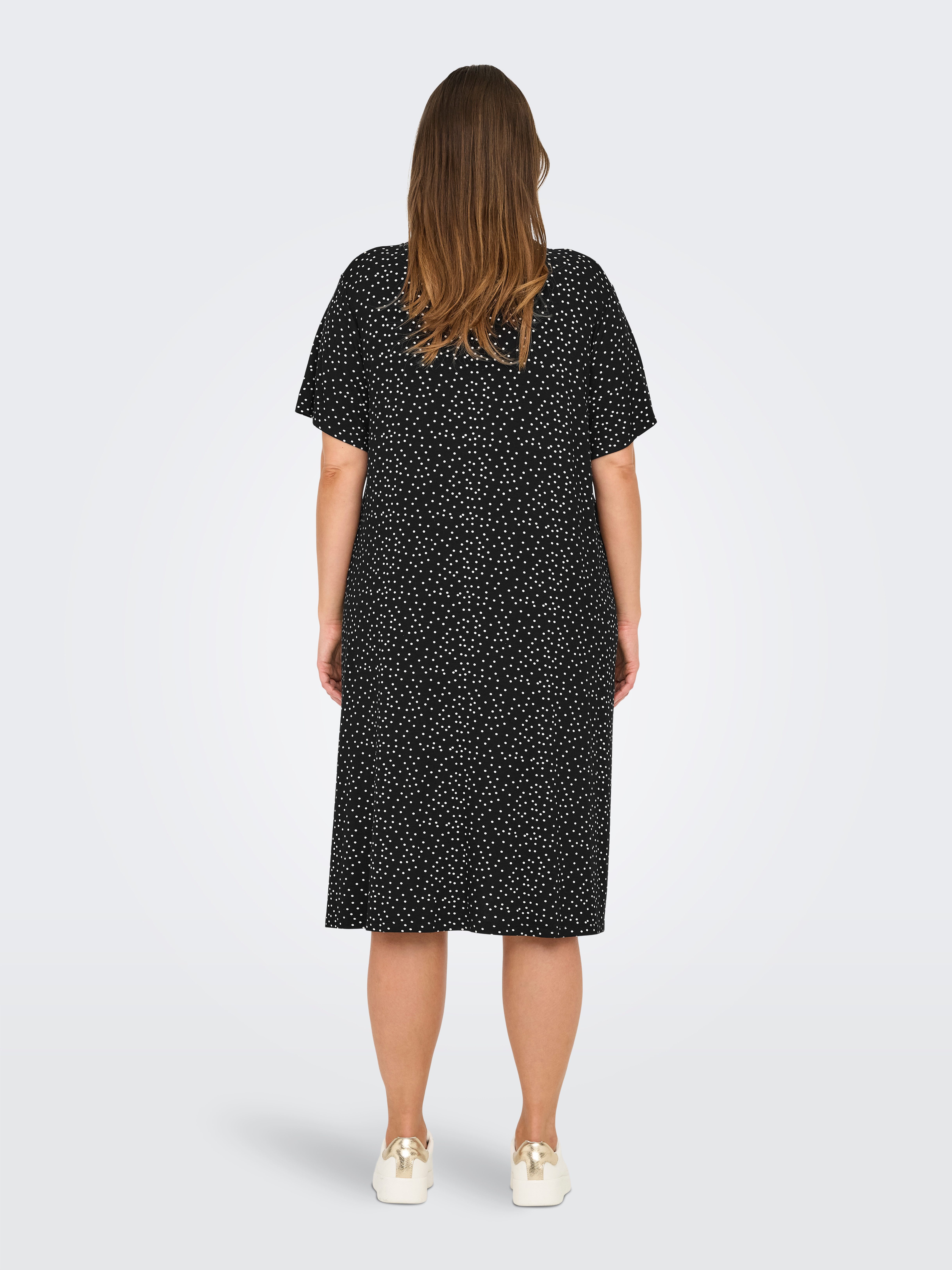 ONLY CARMAKOMA Shirtjurk CARFYRLA LIFE S/S V-NCK BLK AOP DRE NOOS