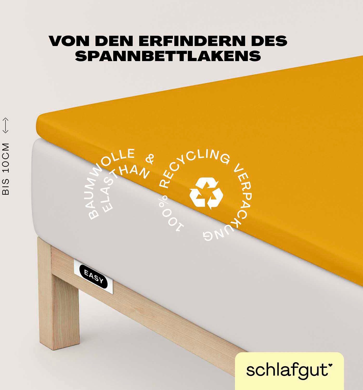 Schlafgut Hoeslaken EASY jersey elastaan topper (1 stuk) hoeslakens maat 180-200 cm x 200-220 cm geel