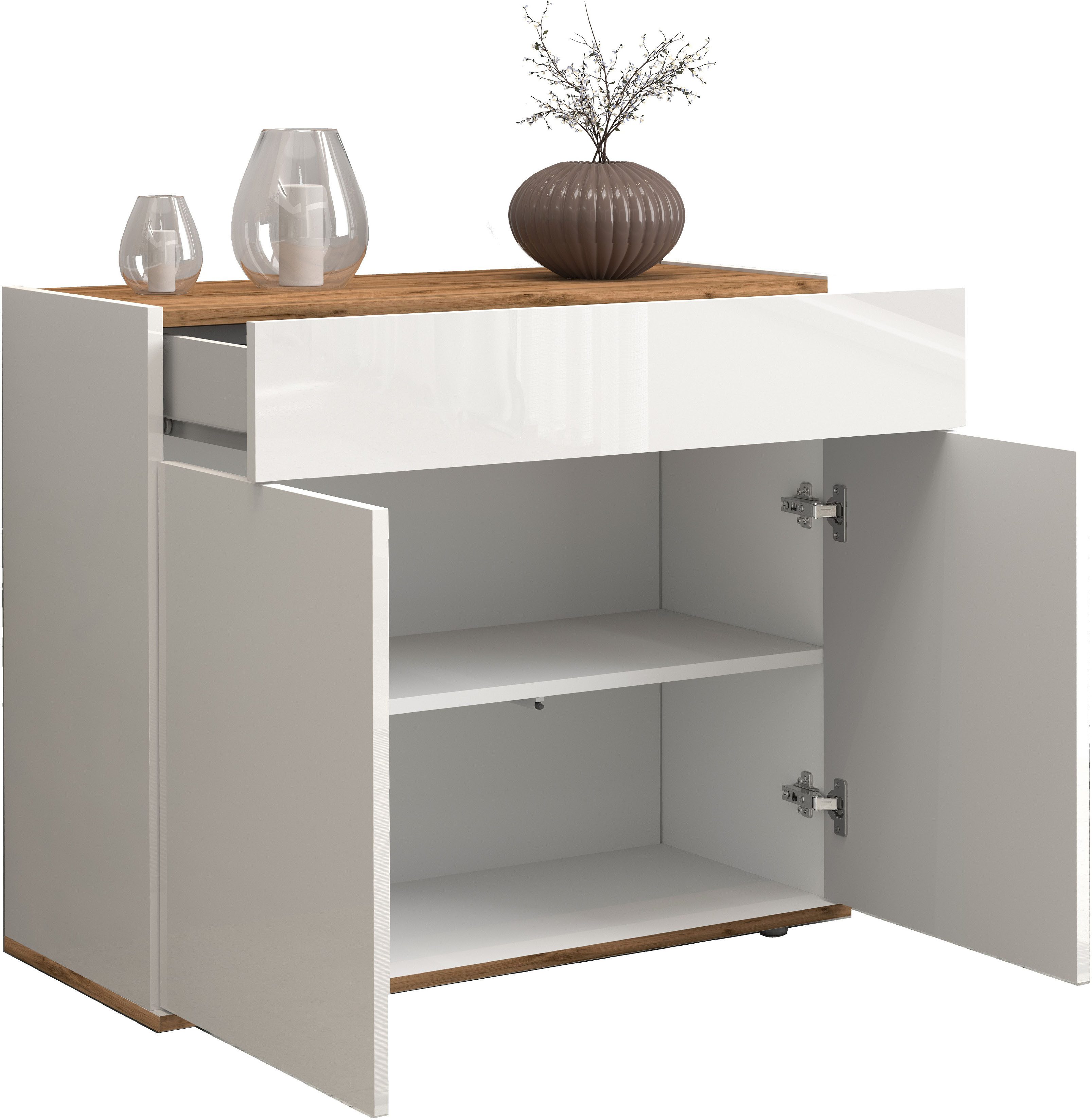 INOSIGN Dressoir Garda, Ladekast, Kast, Buffet 2 deuren, 1 lade, greeploos breedte 80,9 cm