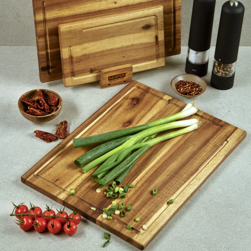 KESPER for kitchen & home Snijplank 3-pack snijplank inclusief standaard (set, 4 stuks)