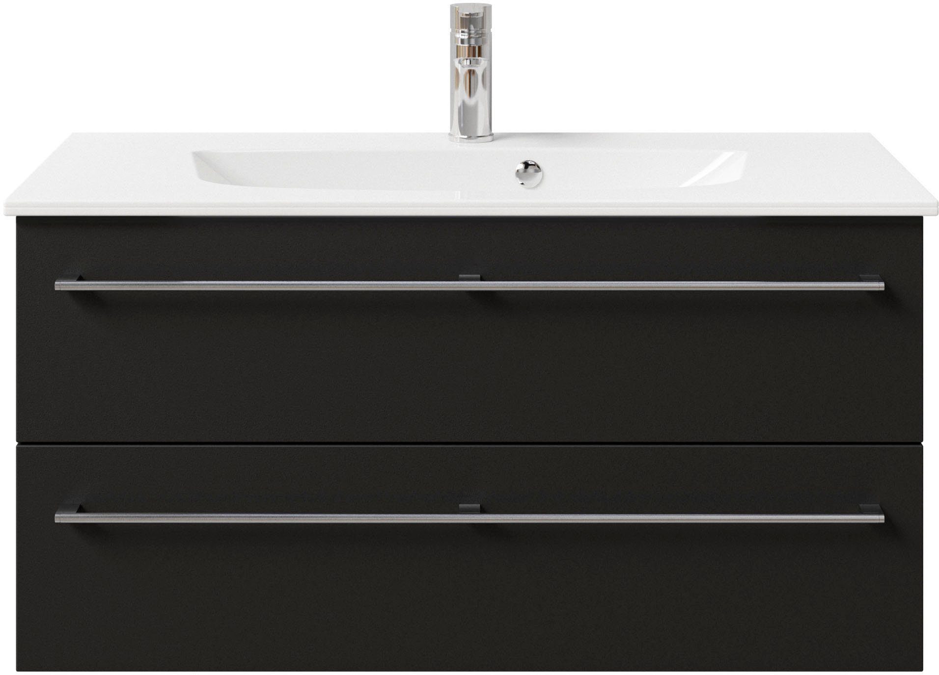 Saphir Wastafelonderkast Serie 6025 mineraalmarmeren wastafel met onderkast, 97 cm breed (2-delig)