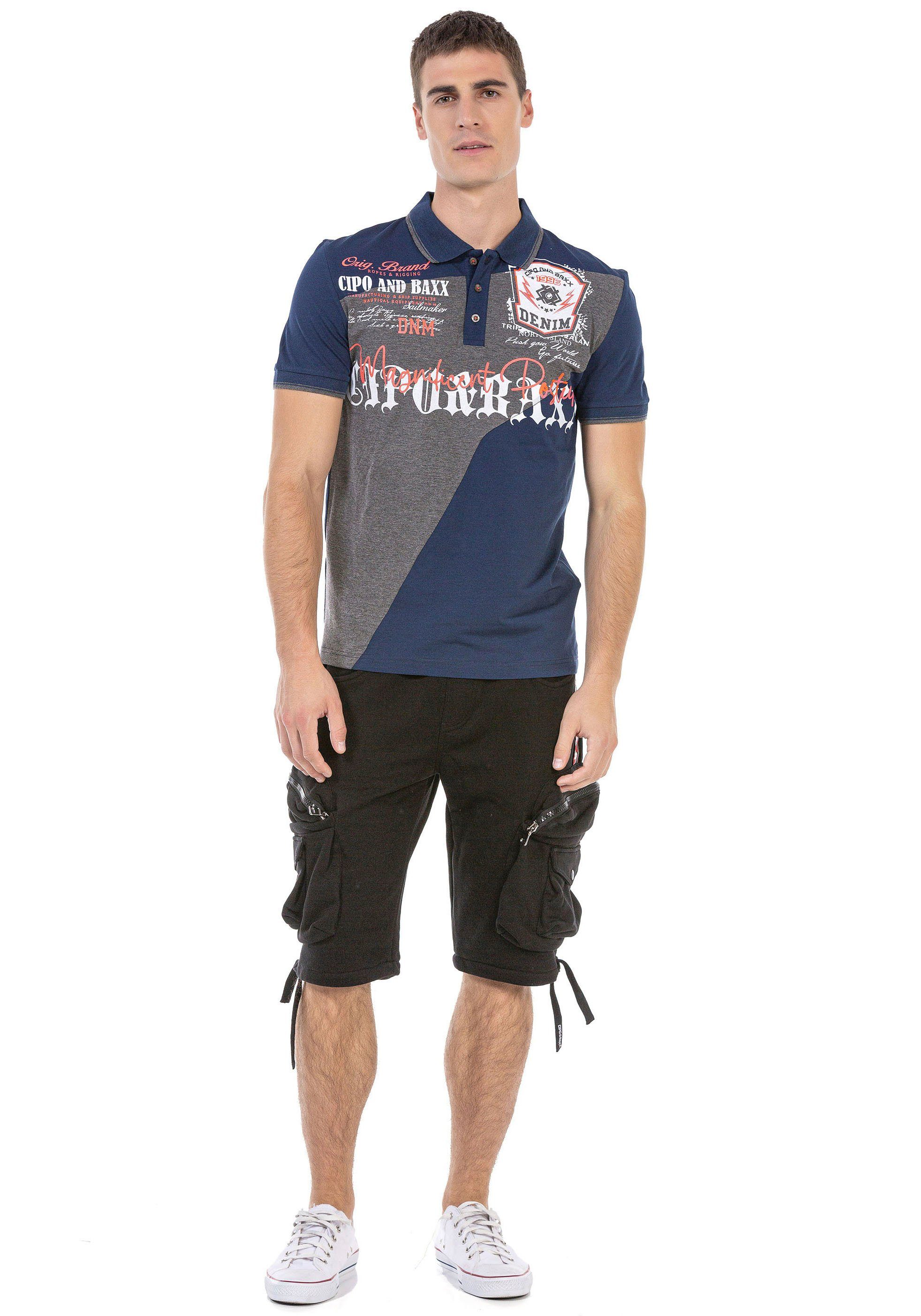 Cipo & Baxx Poloshirt met diagonale inzet