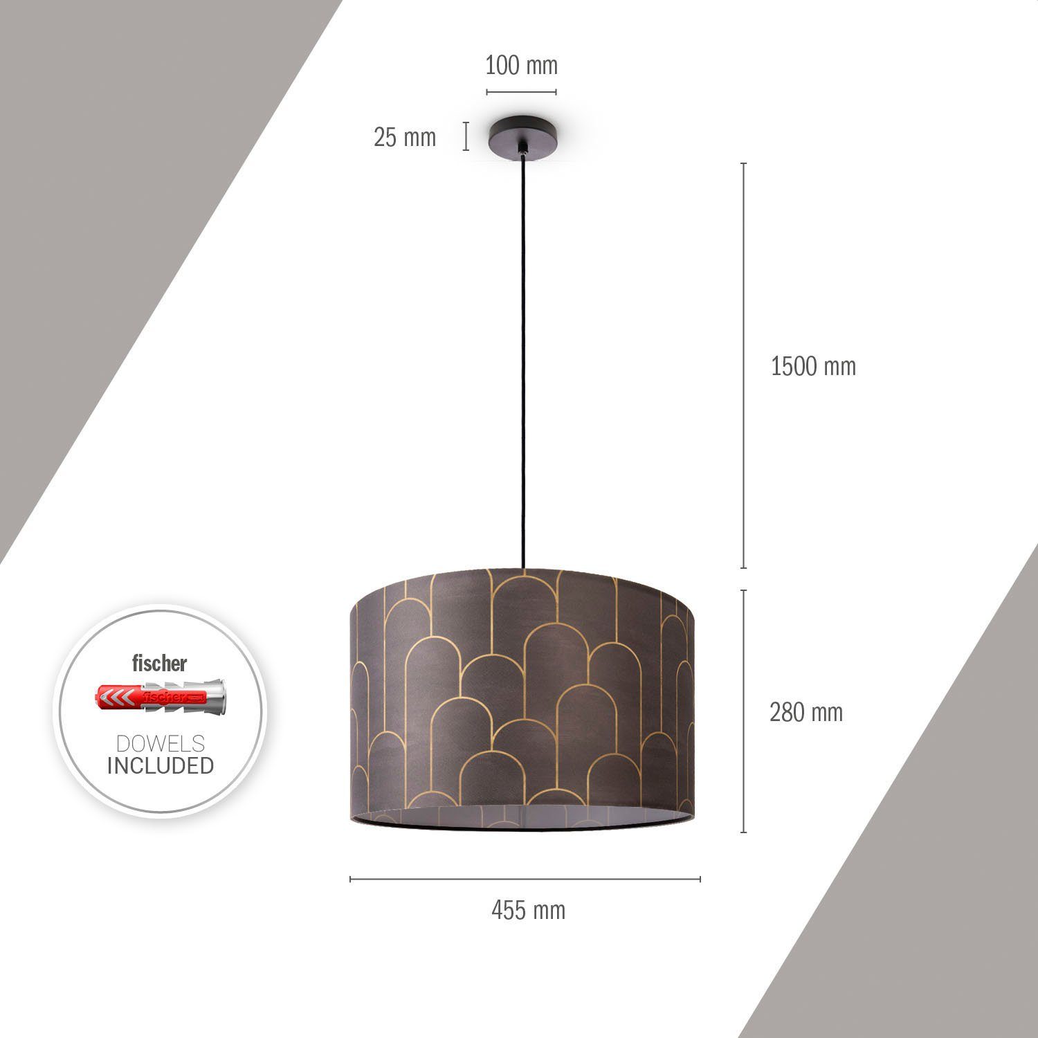 Paco Home Hanglamp Hugo Pillar Hanglamp vintage woonkamerlamp met lampenkap modern