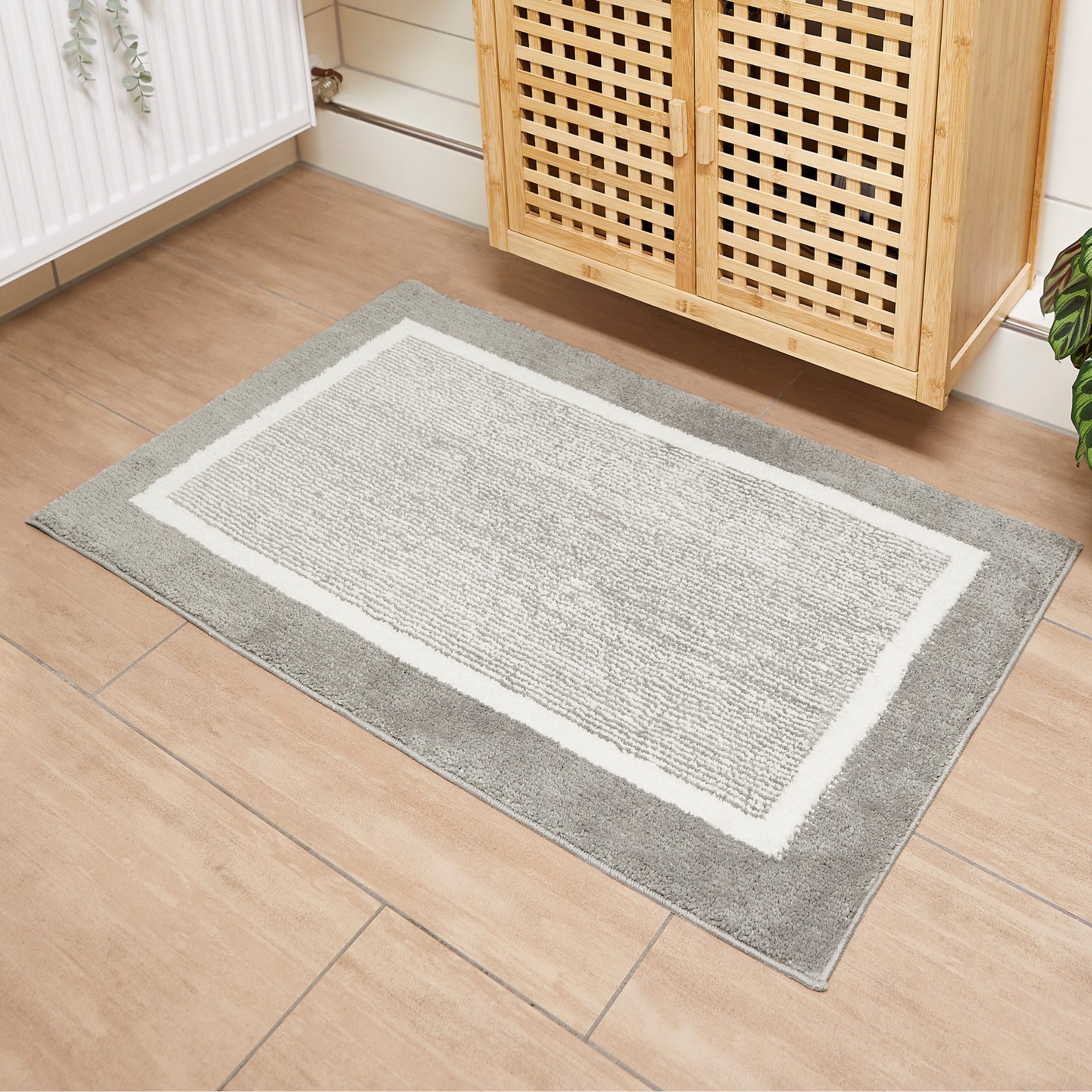 Andiamo Badmat Maui gestreept, met bies, ook verkrijgbaar als 2-delige set badmatten maat 2er-Set 40x60 cm / 50x80 cm grijs