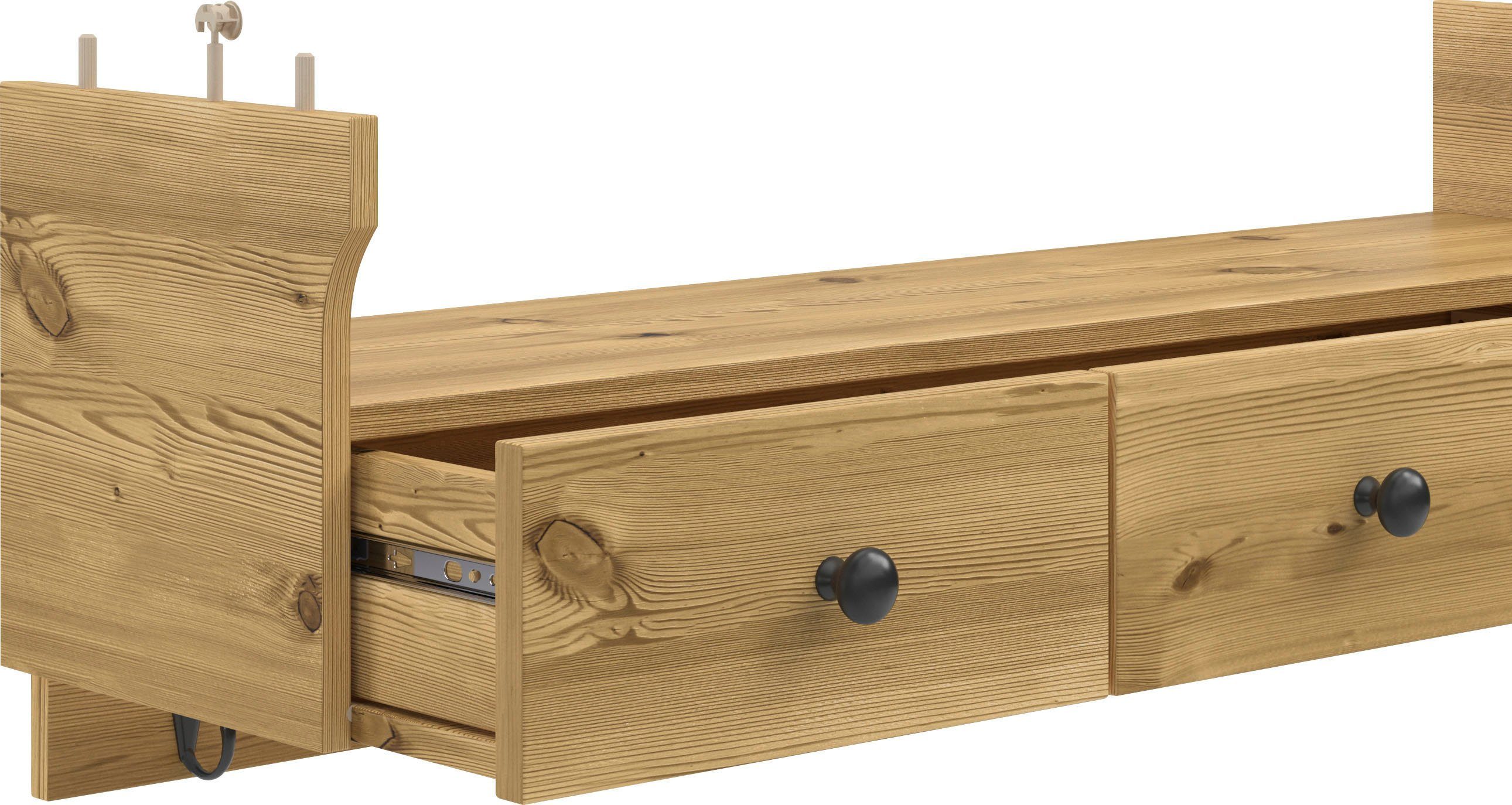 Kochstation Keukenrek KS-Osby Massief grenen, breedte 100 cm, 1 lade, 6 metalen haken (1 stuk)
