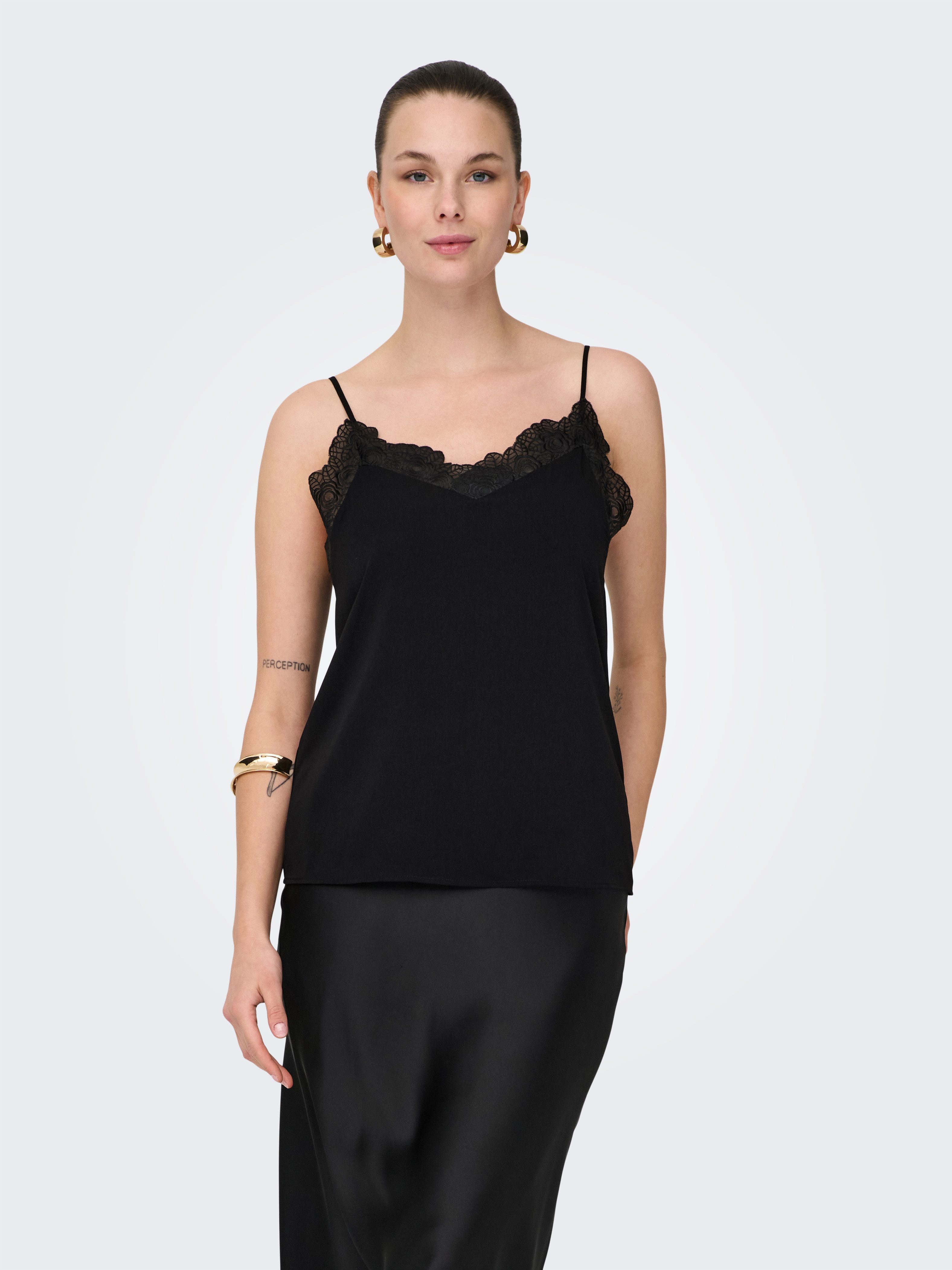 Only Top met spaghettibandjes ONLELLEY FR LACE SINGLET CS PTM