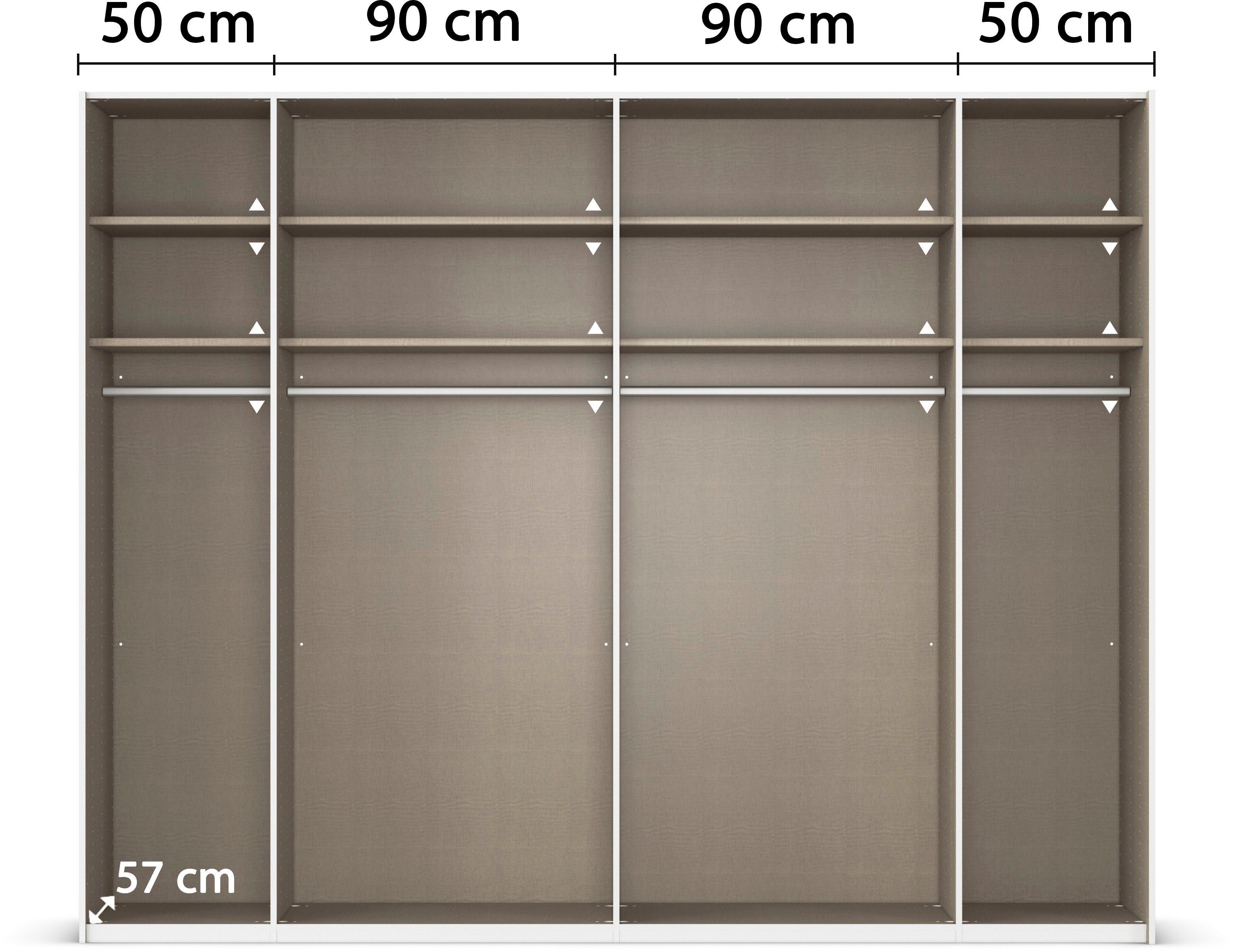 rauch Schuifdeurkast Kledingkast kast garderobe linnenkast TEGIO met hoogwaardige houtdecoratie en glazen front made in germany