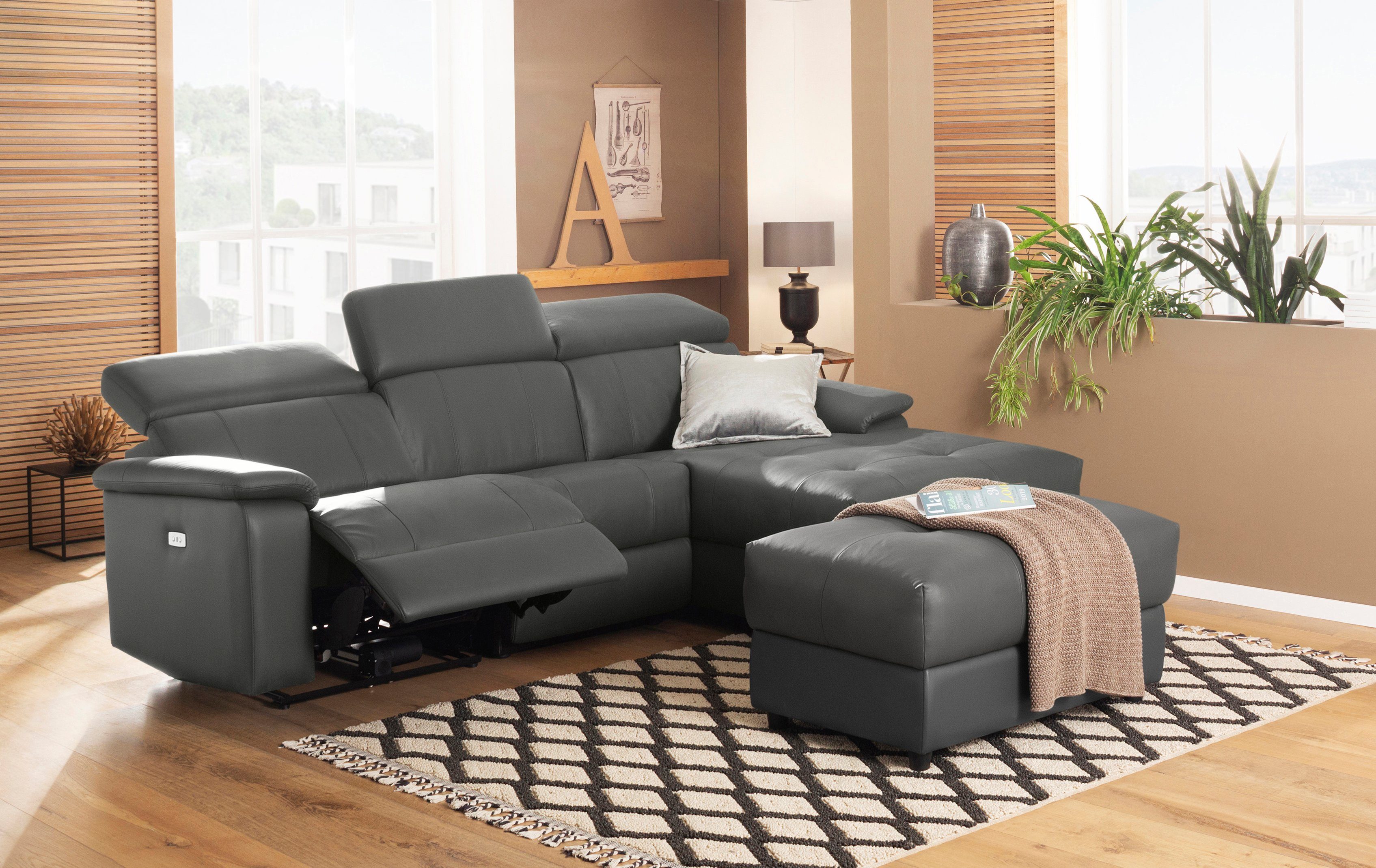 Home affaire Hoekbank Binado, L-vorm, met handmatige of elektrische relaxfunctie met usb-aansluiting