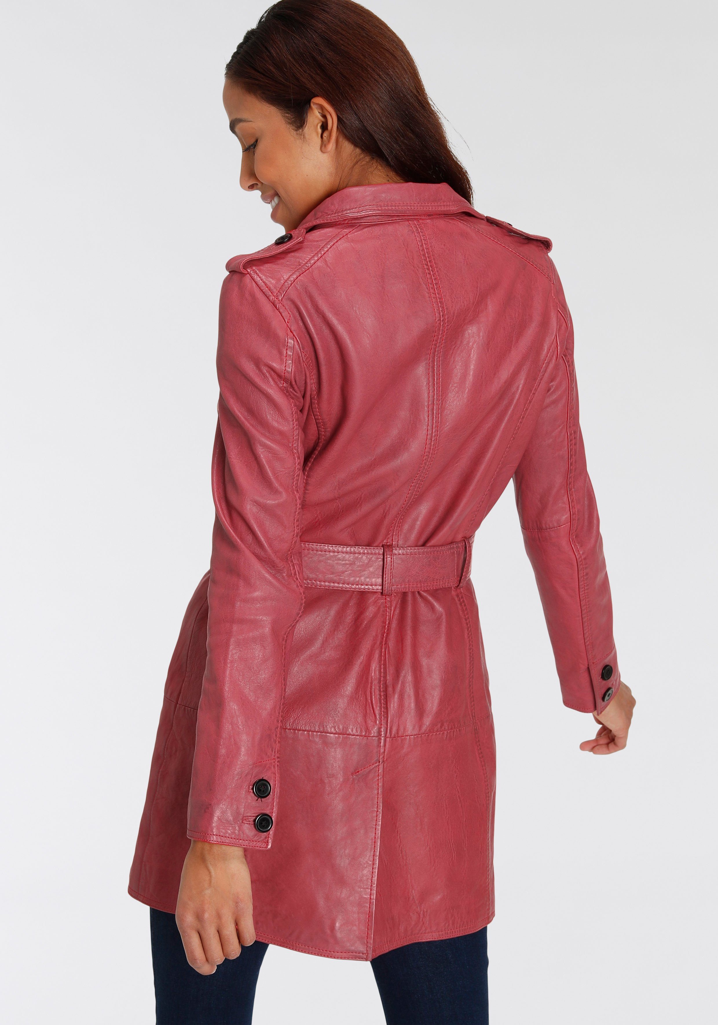 Maze Leren jack in trenchcoat-look