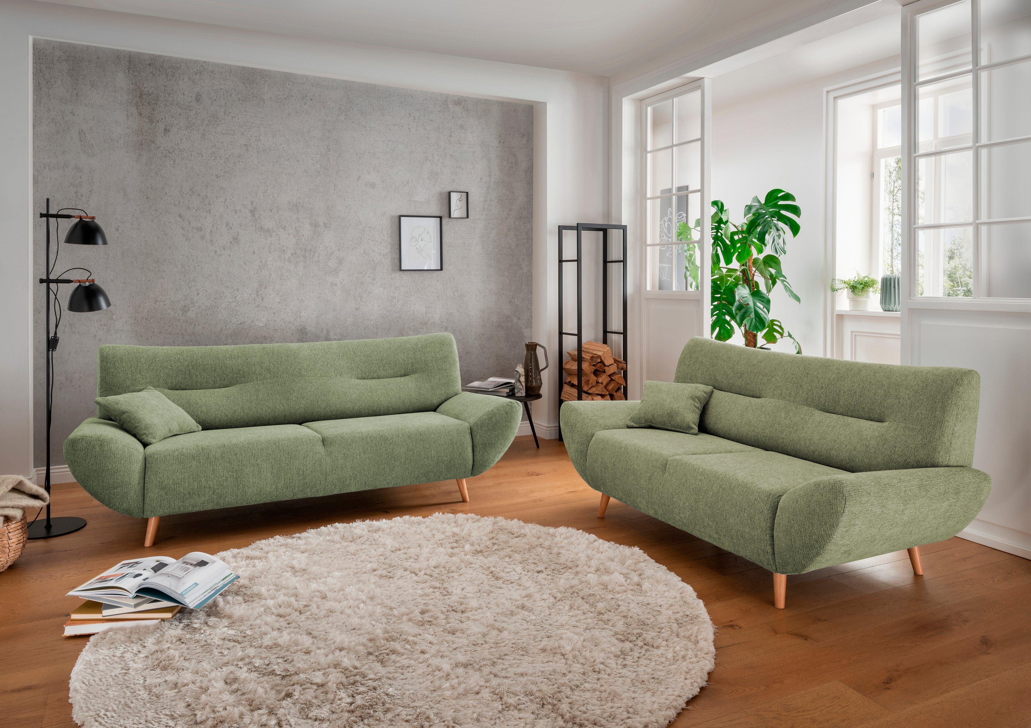 INOSIGN Zithoek Drago, modern en tijdloos, actuele vormtaal, comfortabel leverbaar als fauteuil/hoekbank, diverse stoffen, incl. 2 sierkussens (set,