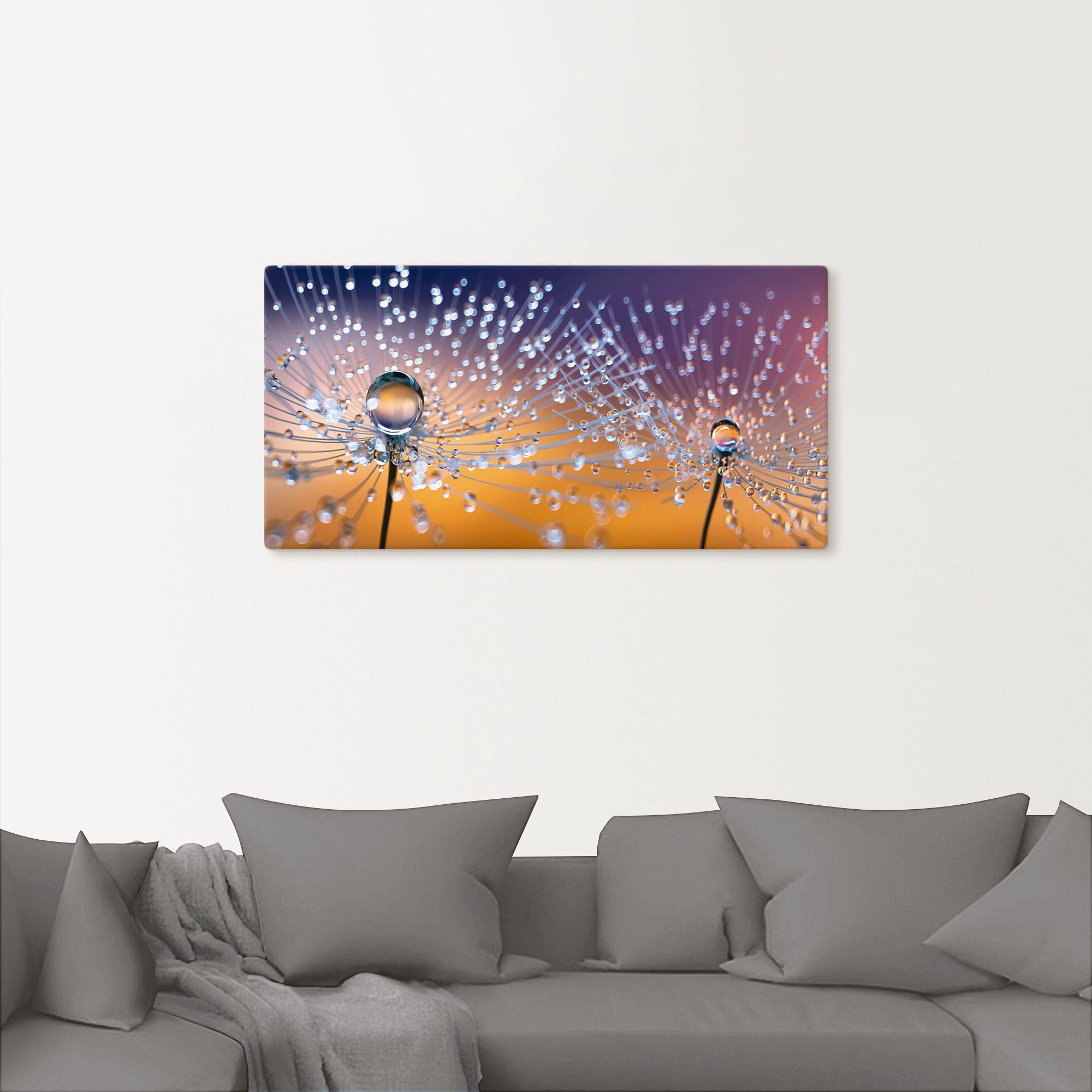 Artland Artprint Paardenbloemen dauwdruppel als artprint van aluminium, artprint voor buiten, artprint op linnen, poster, muursticker