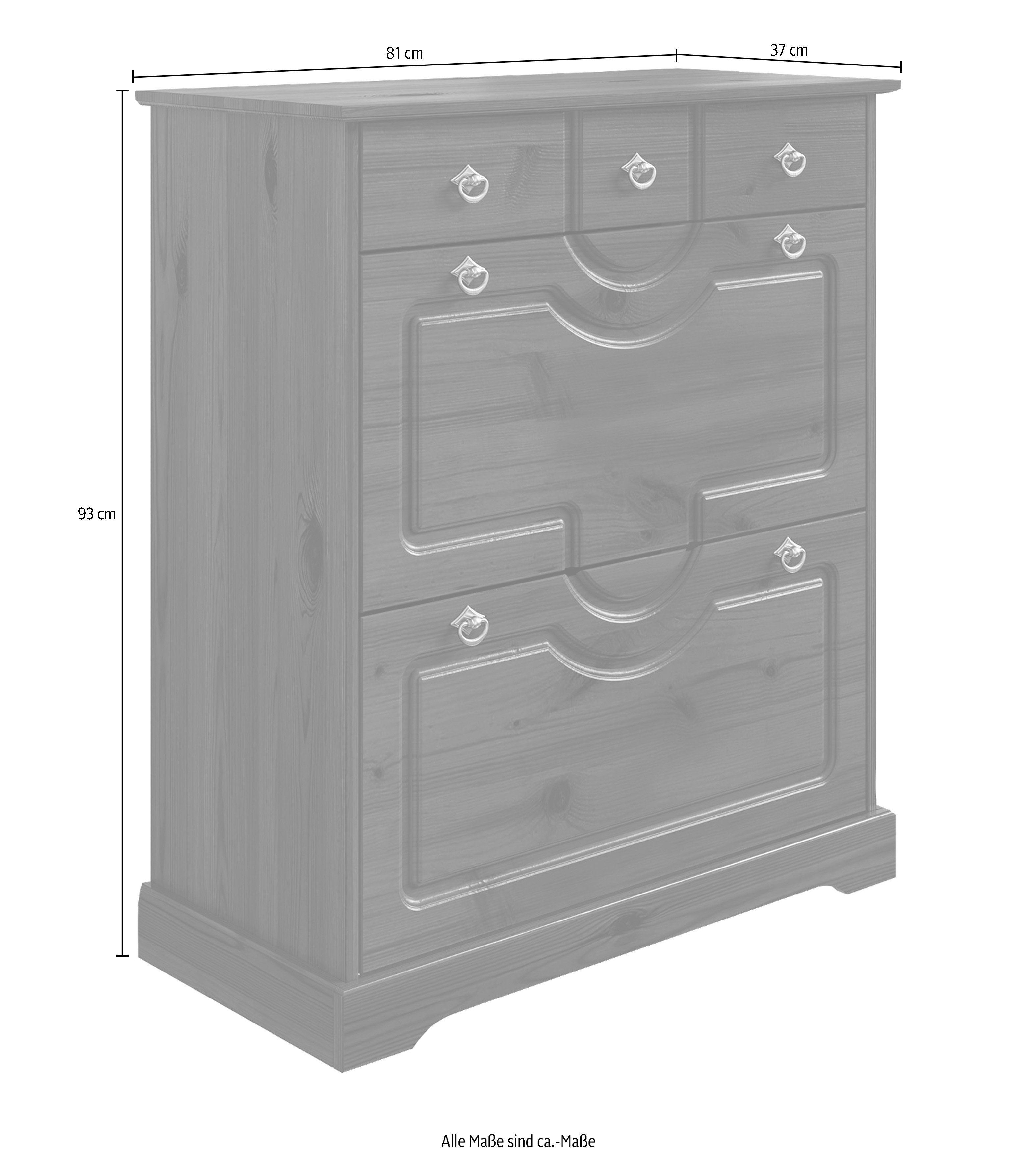 Home affaire Schoenenkast Klera van massief grenen, fsc®, breedte 81 cm, drievoudige schoenenhouder