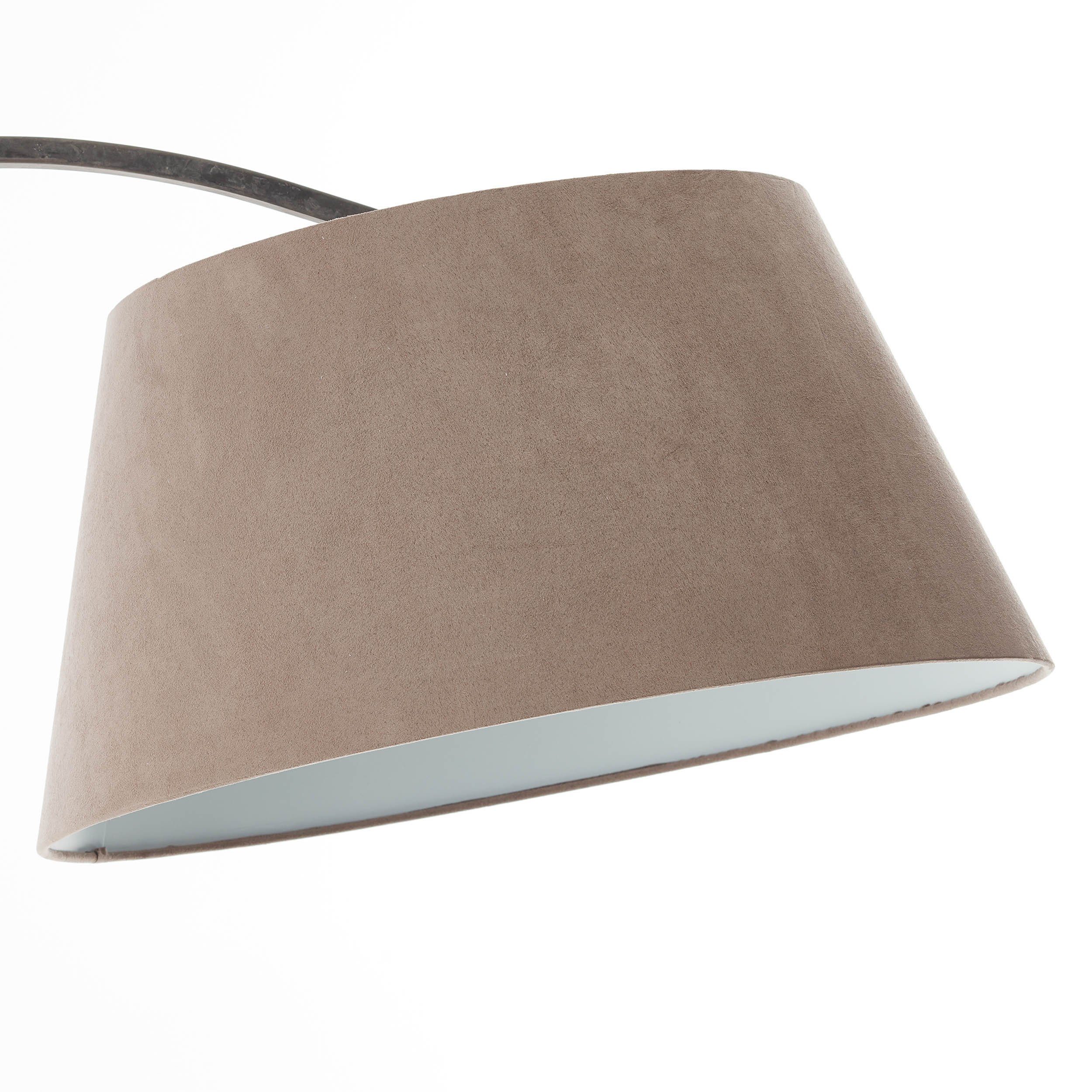 Brilliant Leuchten Booglamp Brok 196 cm hoogte, 121 cm uitsteek, e27, draaibaar, beton/metaal/textiel, taupe (1 stuk)