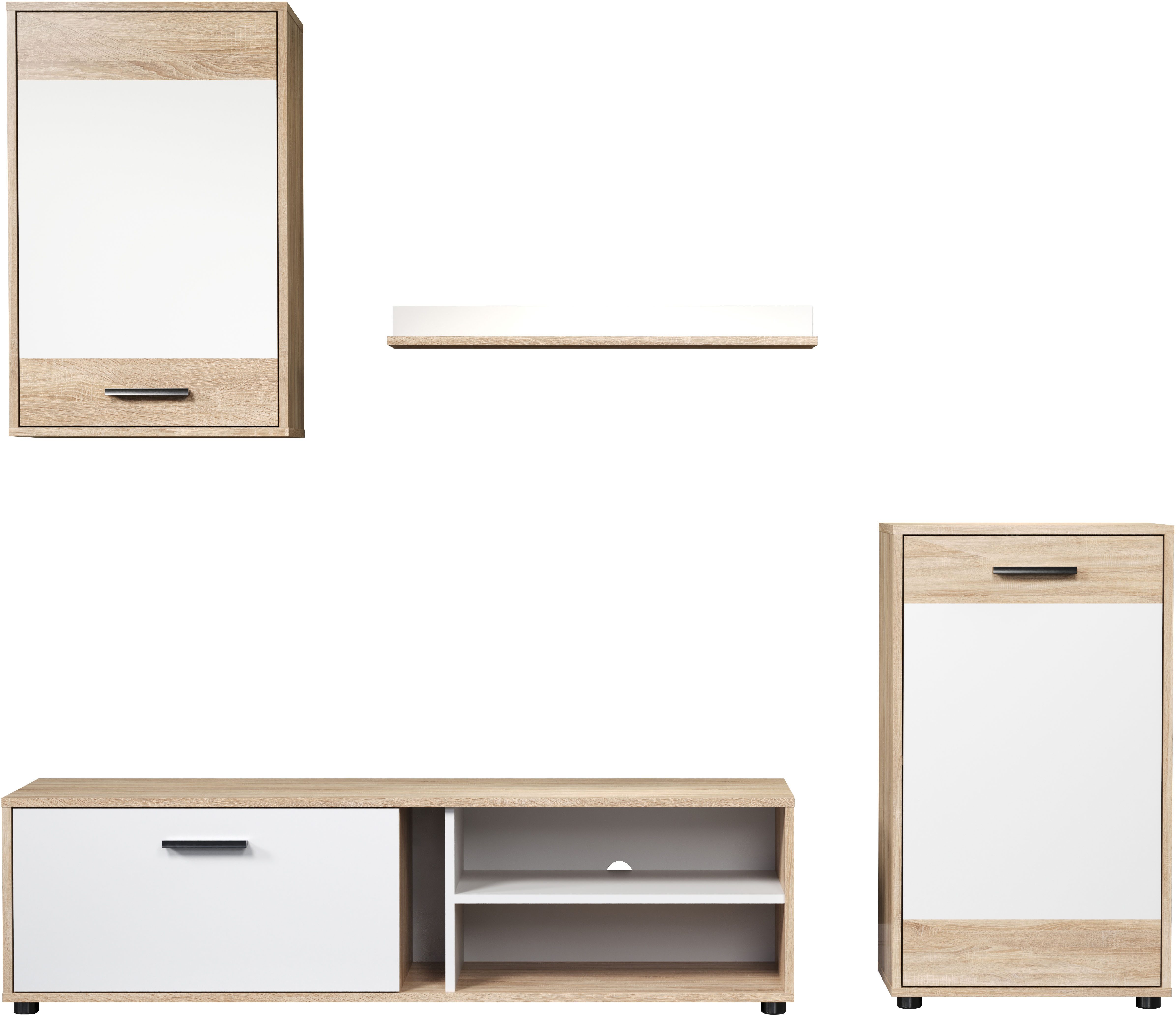 INOSIGN Wandmeubel Valetta incl. lowboard, hangkast, wandplank en highboard (complete set, 4-delig)