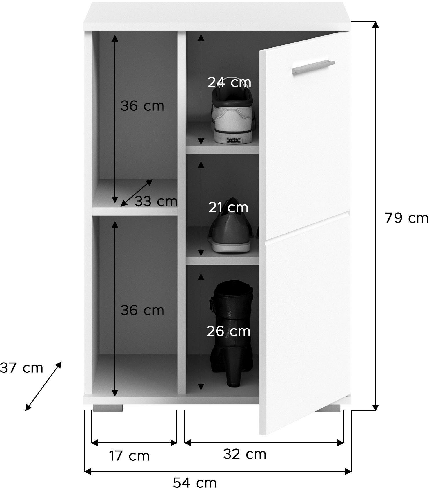 INOSIGN Halmeubelset Valge, Breedte 55 cm, 2-delig Set, bestaande uit: Schoenenkast en Spiegel (2-delig)