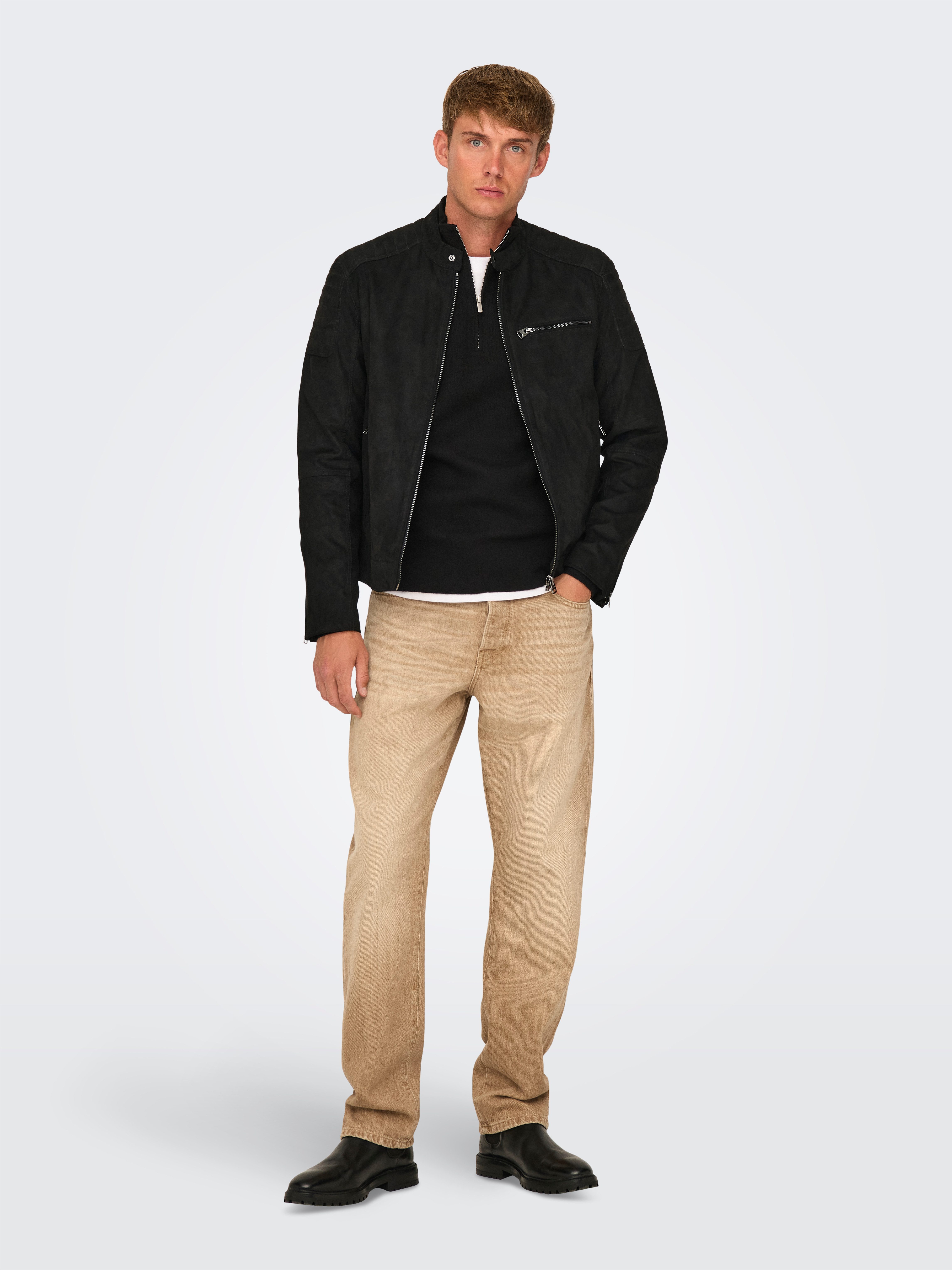 ONLY & SONS Imitatieleren jack ONSGUS FAUX SUEDE RACER JACKET OTW NOOS