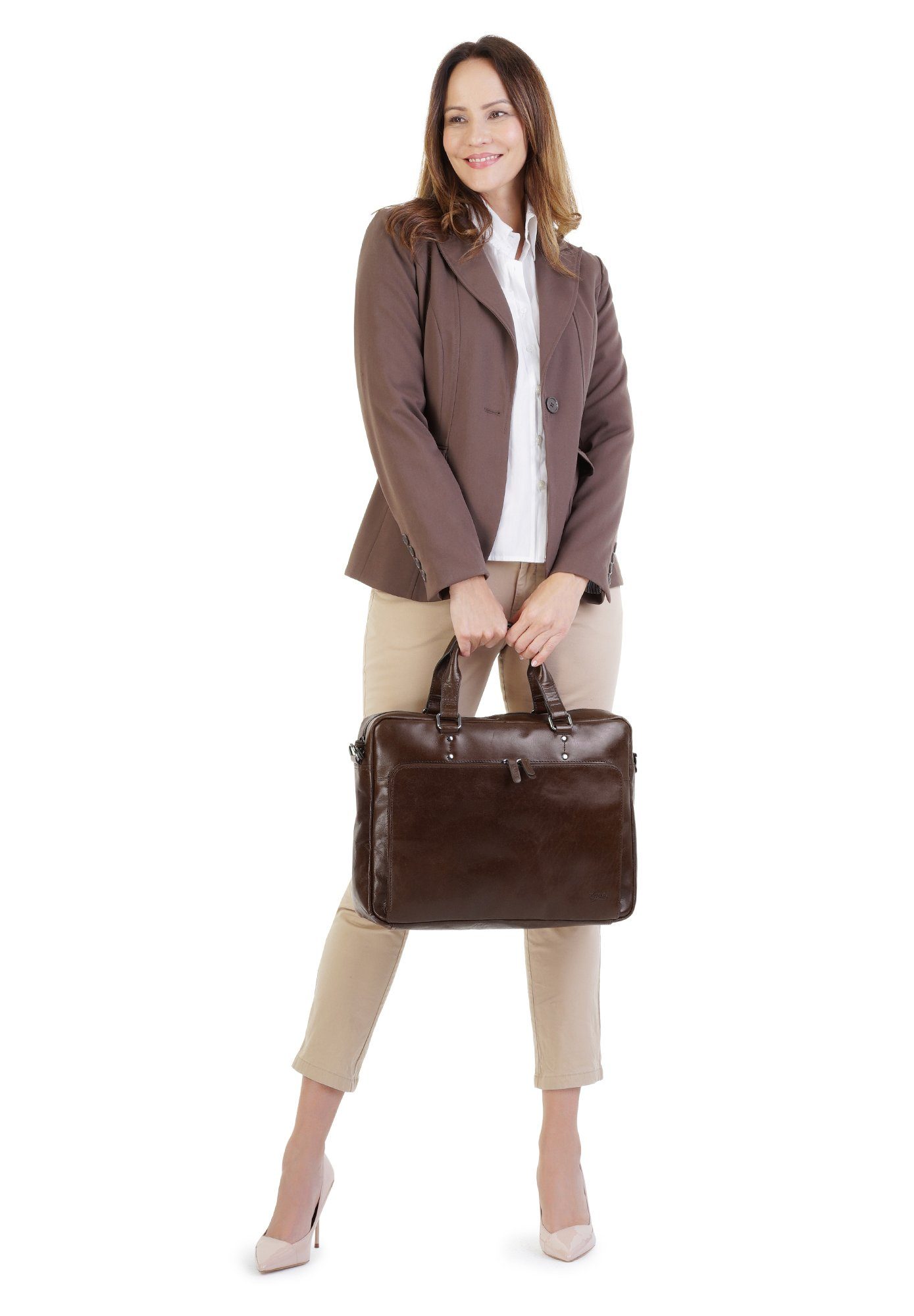 X-Zone Laptoptas echt leder