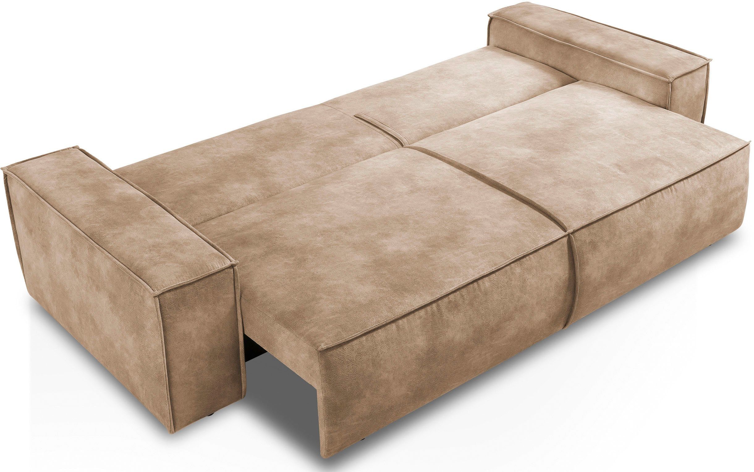 Home affaire 3-zitsbank SHERWOOD slaapbank (257 cm) ribfluweel, velours, vintage lederlook