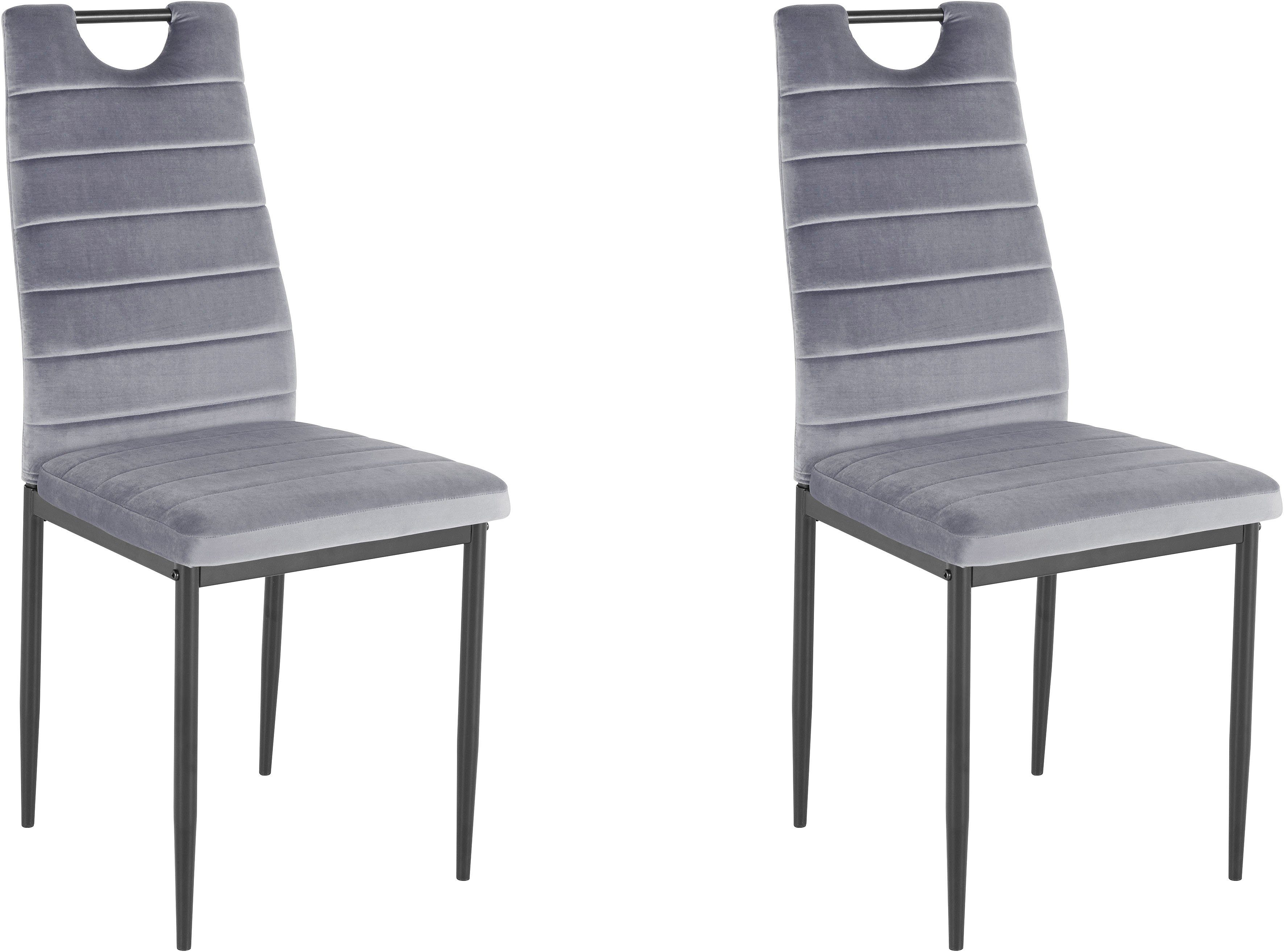INOSIGN Eetkamerstoel (set van 2 of 4) met veloursovertrek, rugleuning met handgreep (set)