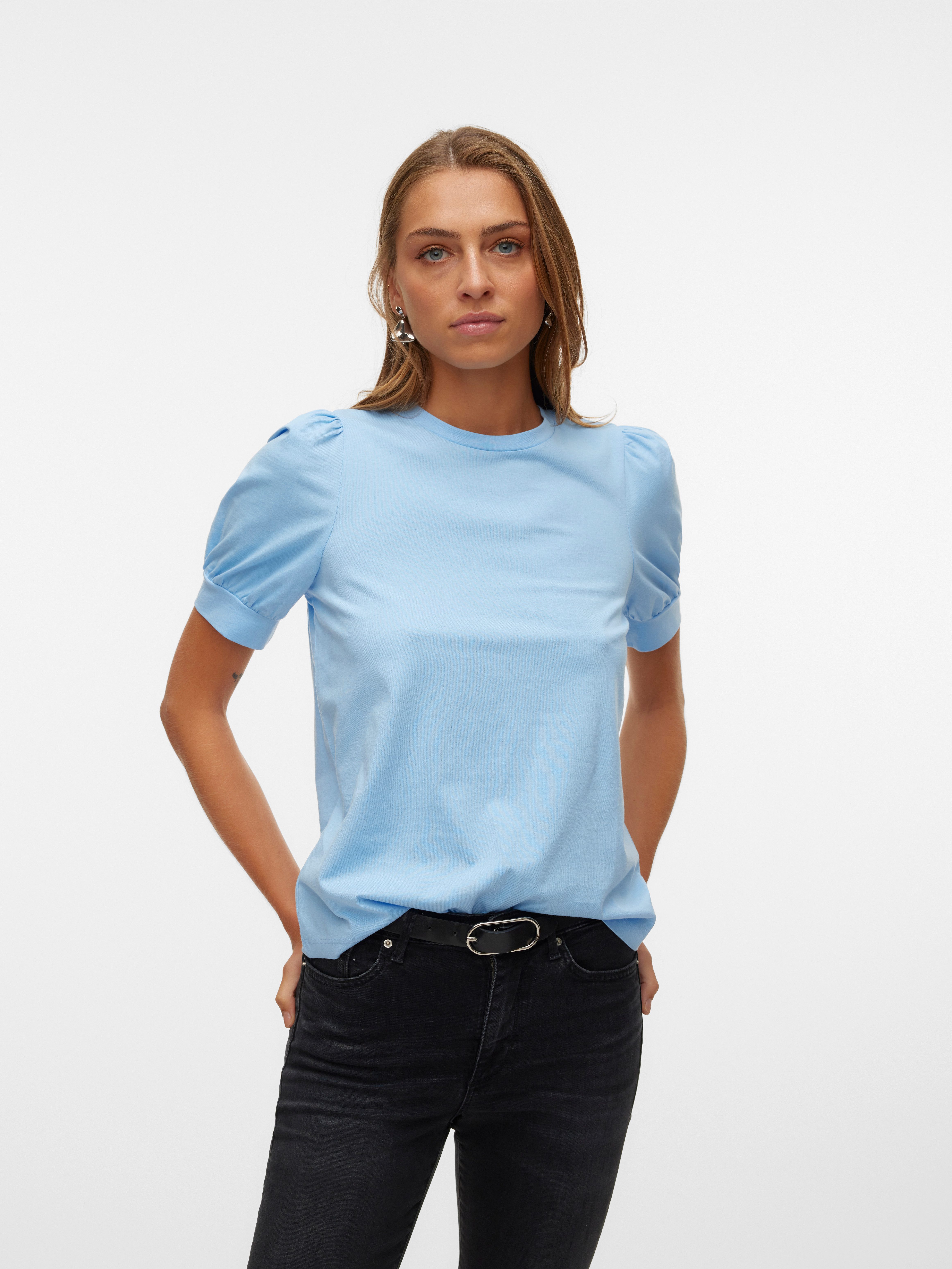 Vero Moda T-shirt VMKERRY 2/4 O-NECK TOP VMA JRS NOOS dames t-shirts maat M (38) blauw